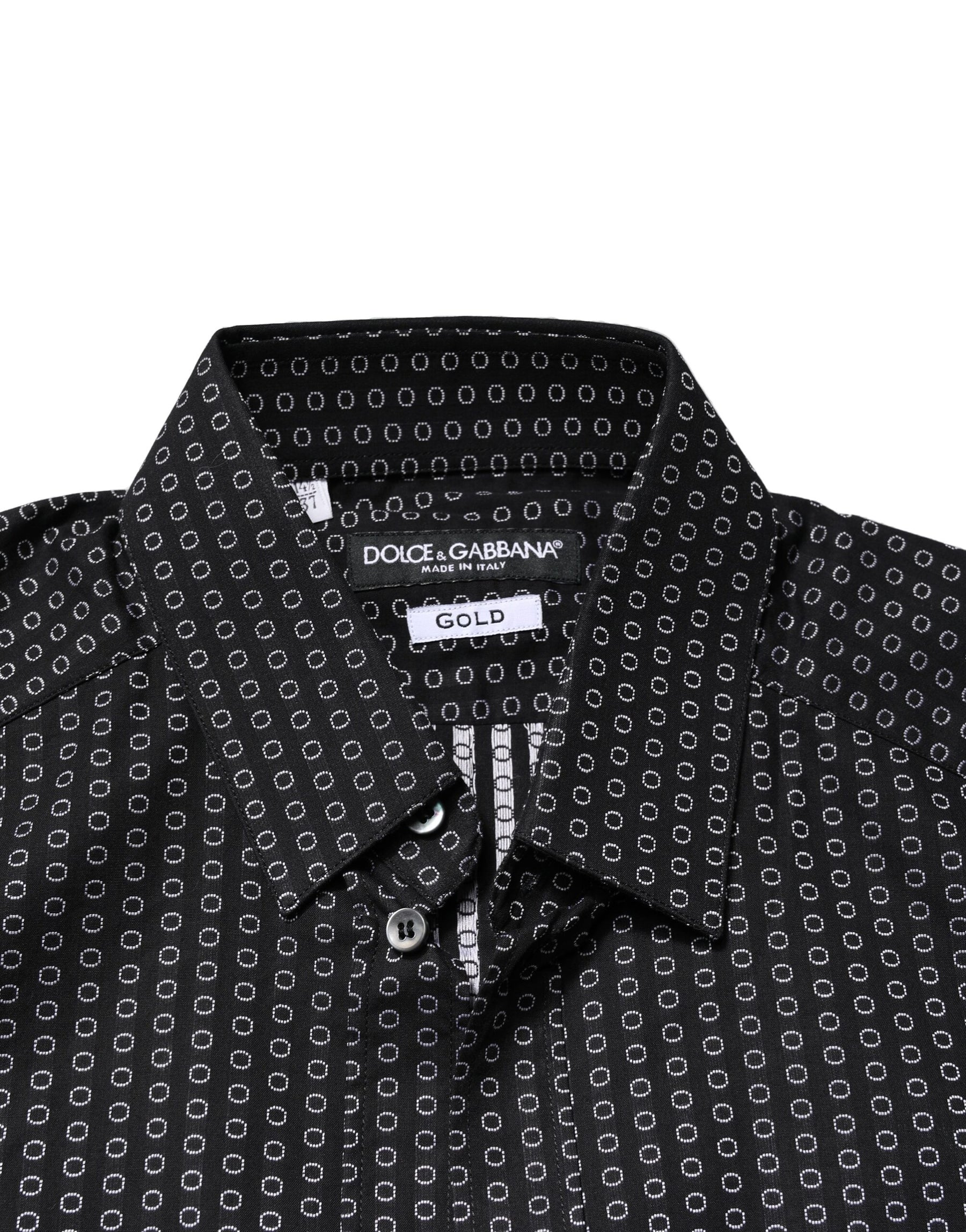 Dolce & Gabbana Black GOLD Patterned Cotton Men Dress Shirt | Regal Royce