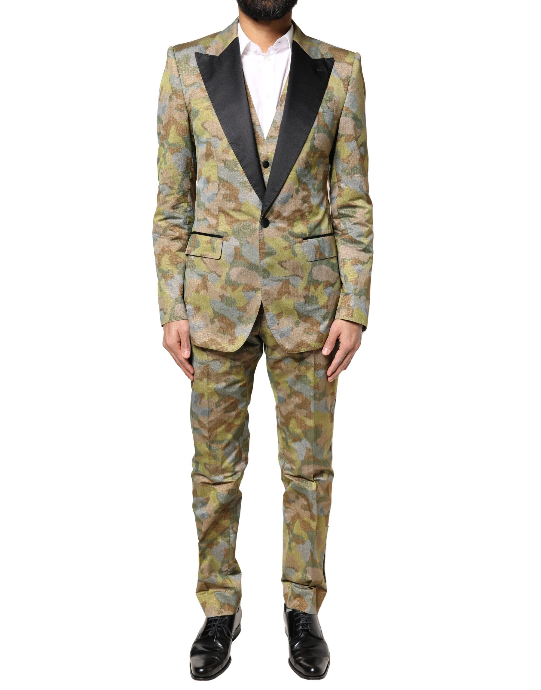 Dolce & Gabbana Multicolor Camouflage SICILIA 3 Piece Suit | Regal Royce