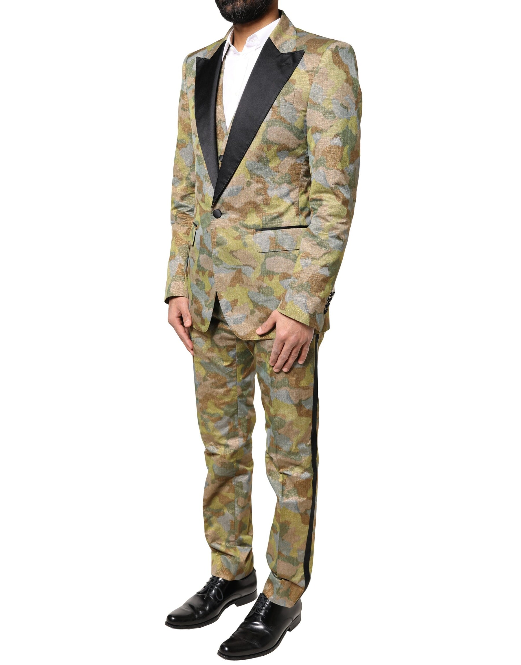 Dolce & Gabbana Multicolor Camouflage SICILIA 3 Piece Suit | Regal Royce