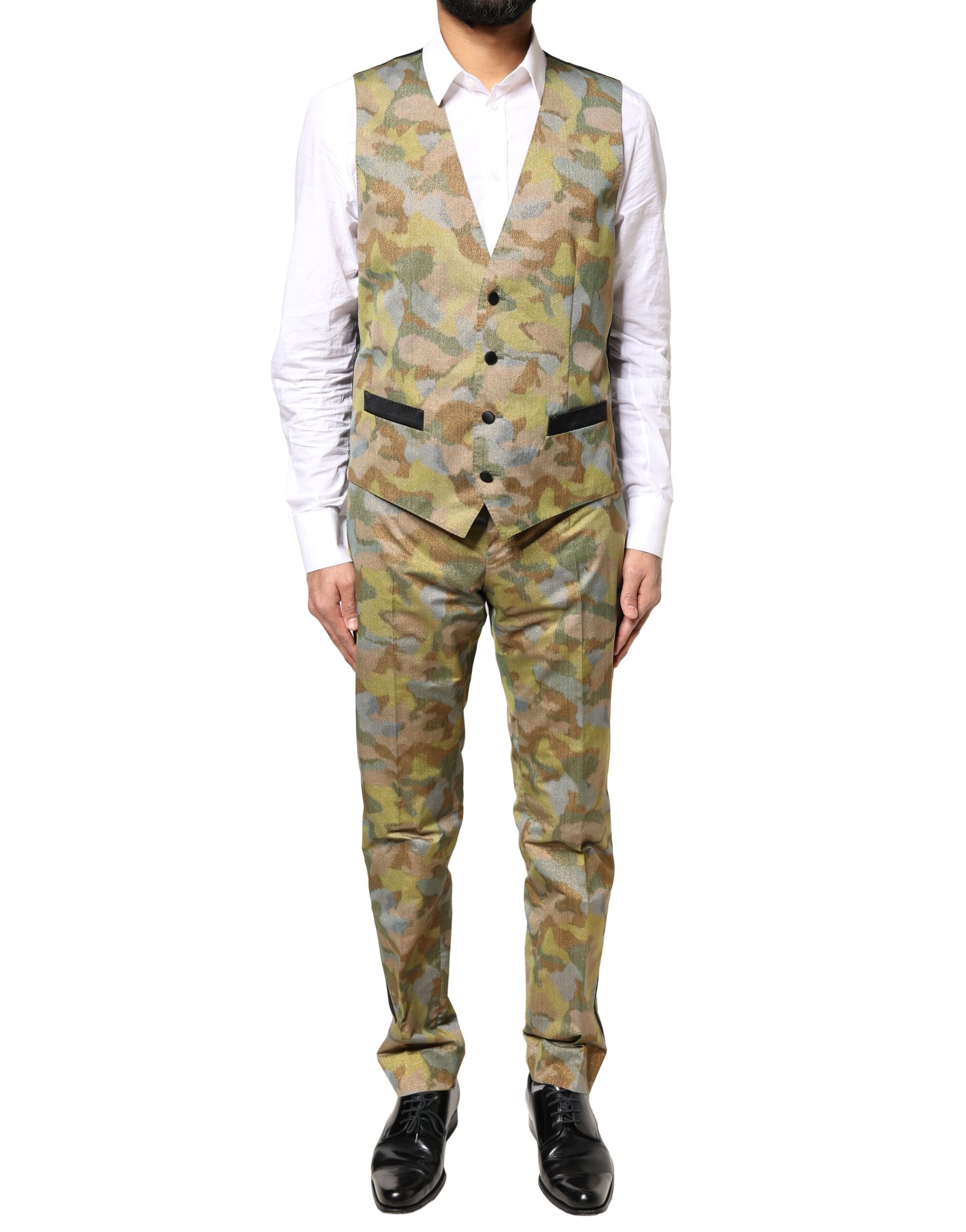 Dolce & Gabbana Multicolor Camouflage SICILIA 3 Piece Suit | Regal Royce