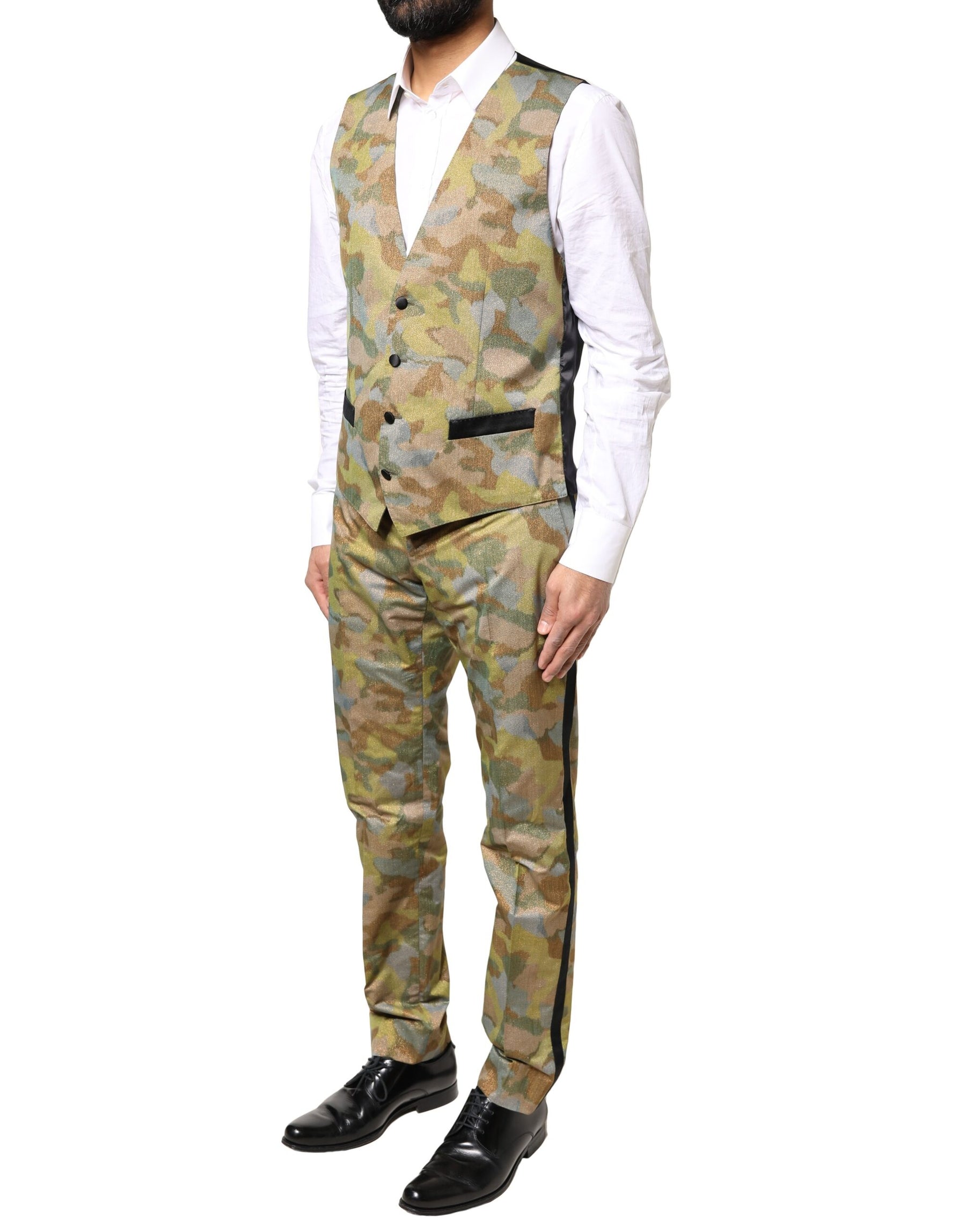 Dolce & Gabbana Multicolor Camouflage SICILIA 3 Piece Suit | Regal Royce