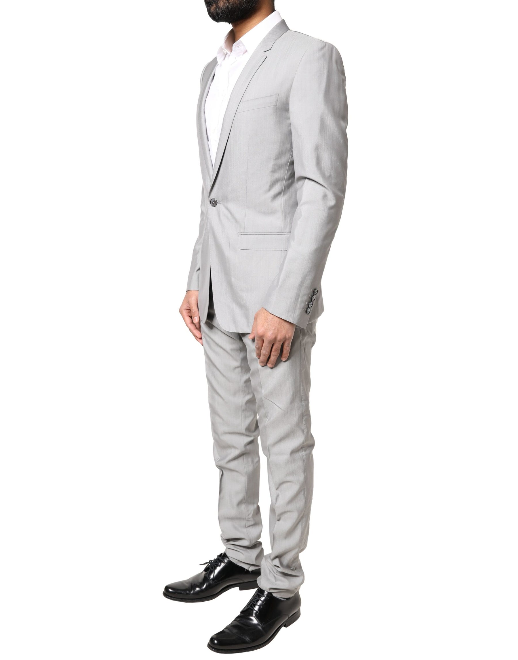 Dolce & Gabbana Light Gray Wool GOLD 2 Piece Formal Suit | Regal Royce