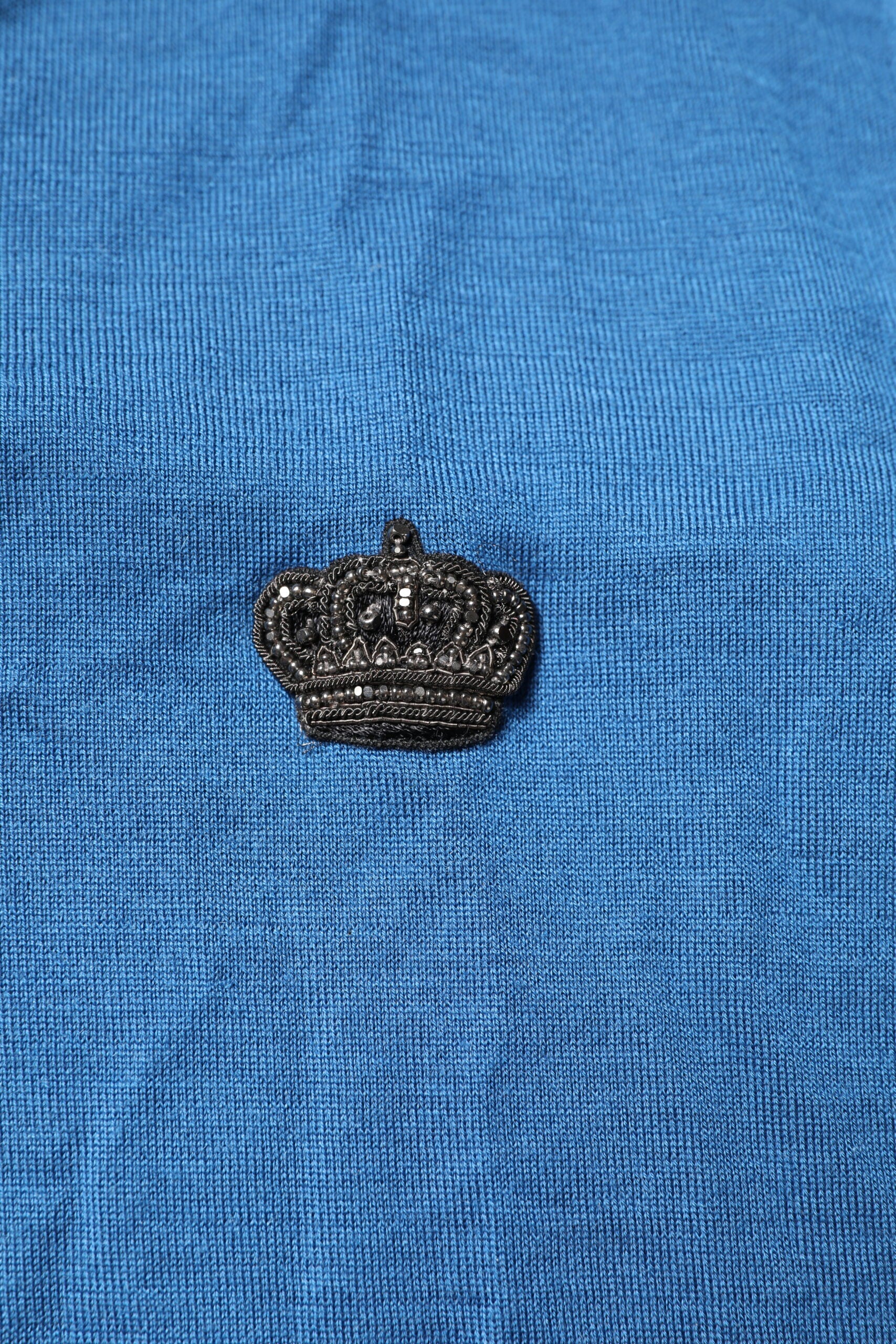 Dolce & Gabbana Blue Cashmere Crown V-neck Pullover Sweater | Regal Royce