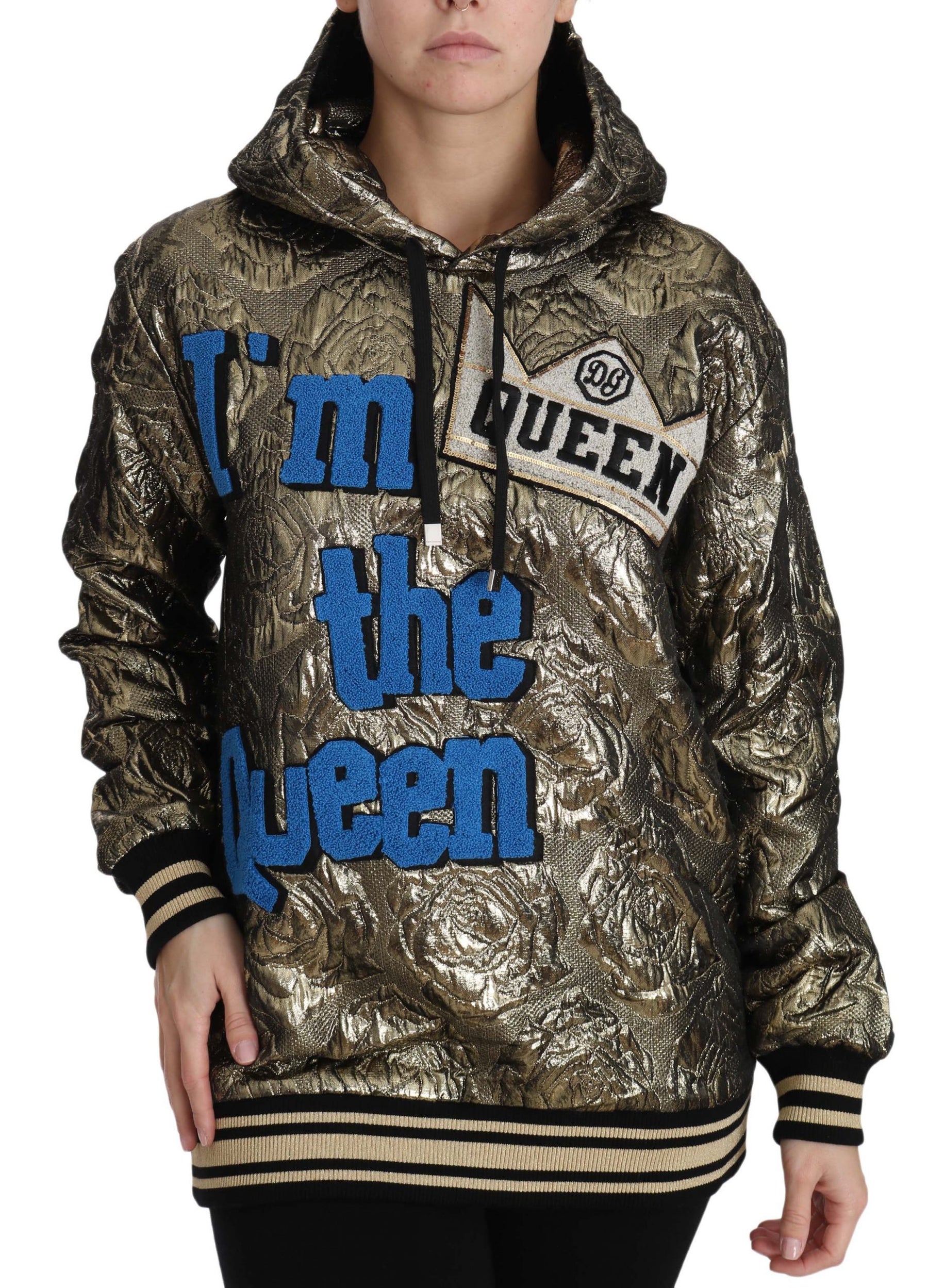 Dolce & Gabbana Im The Queen Jaquard Gold Sweatshirt  Hoodie | Regal Royce