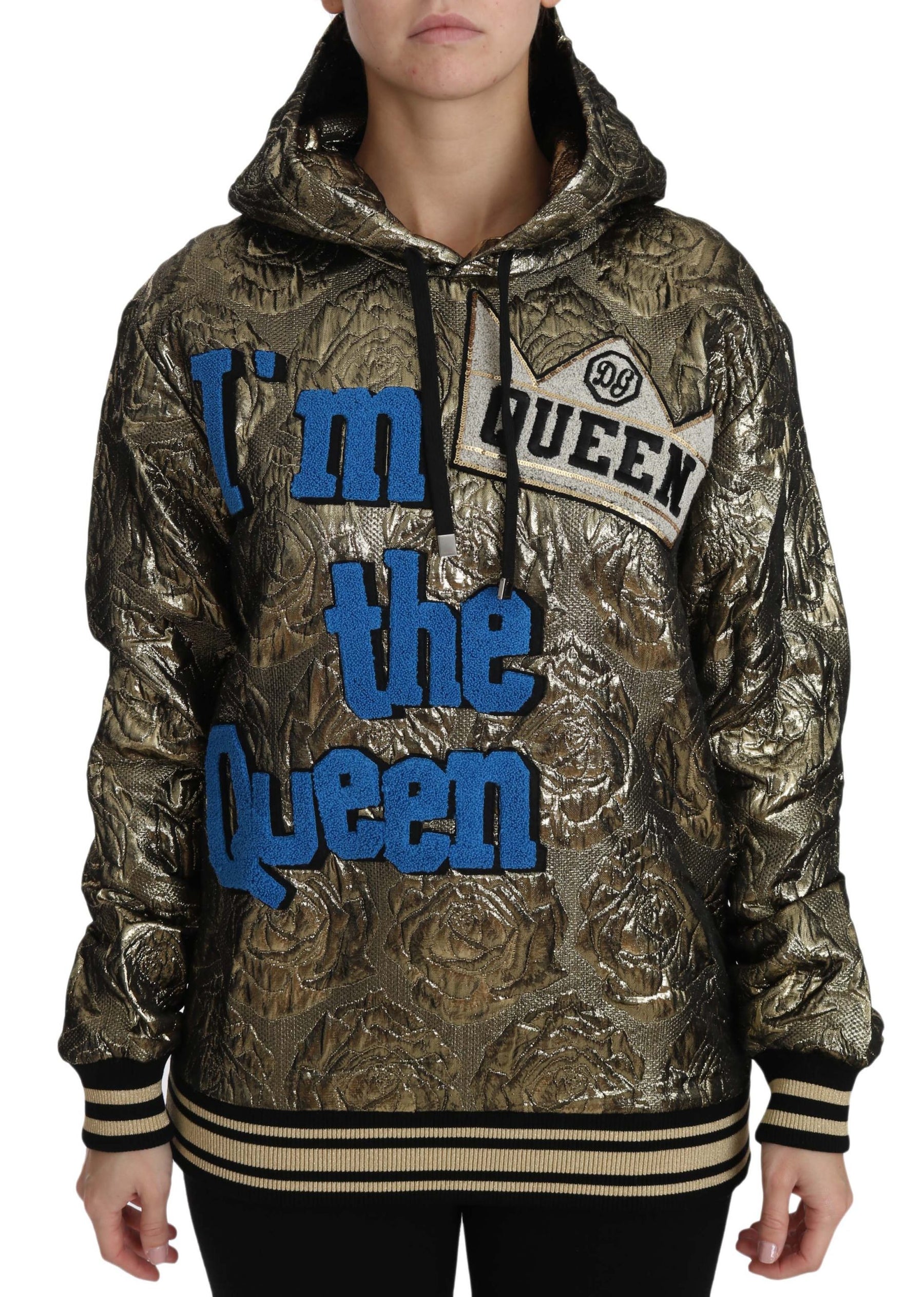 Dolce & Gabbana Im The Queen Jaquard Gold Sweatshirt  Hoodie | Regal Royce