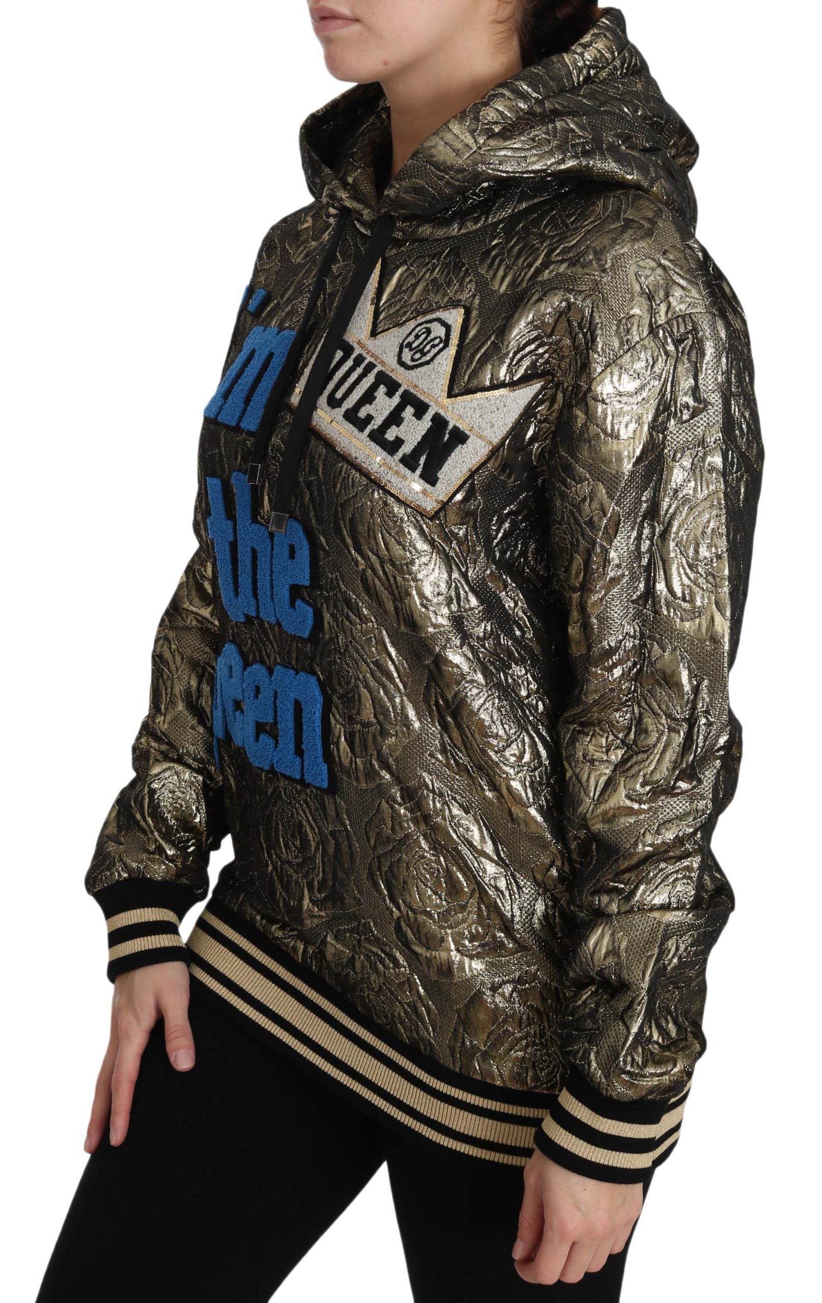 Dolce & Gabbana Im The Queen Jaquard Gold Sweatshirt  Hoodie | Regal Royce