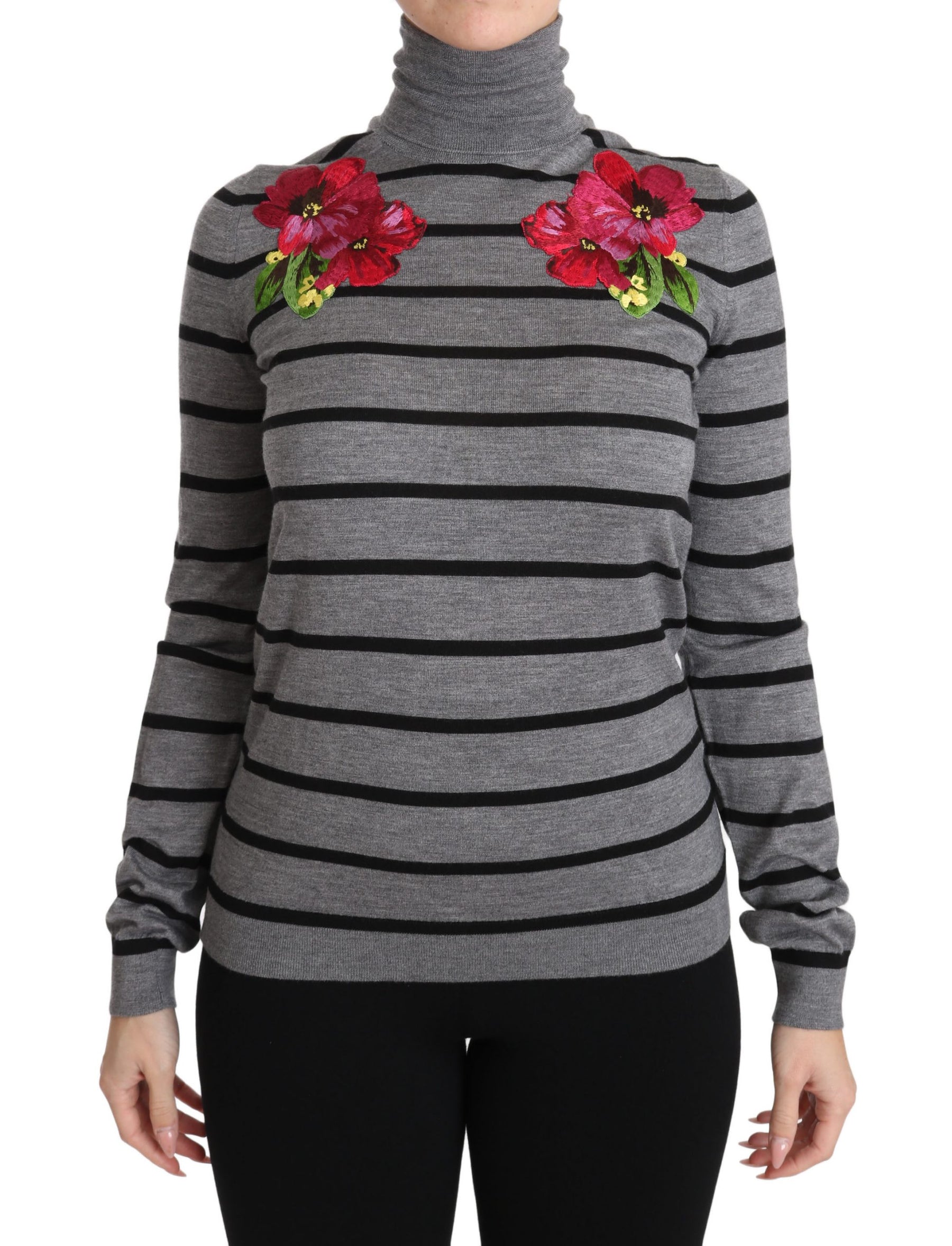 Dolce & Gabbana Gray Cashmere Silk Turtleneck Sweater | Regal Royce