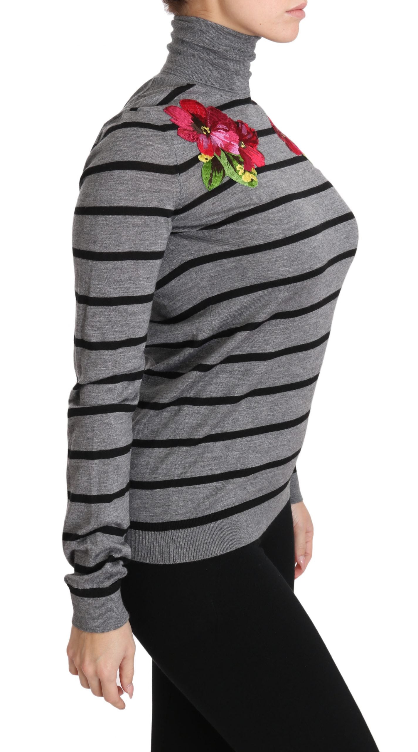 Dolce & Gabbana Gray Cashmere Silk Turtleneck Sweater | Regal Royce