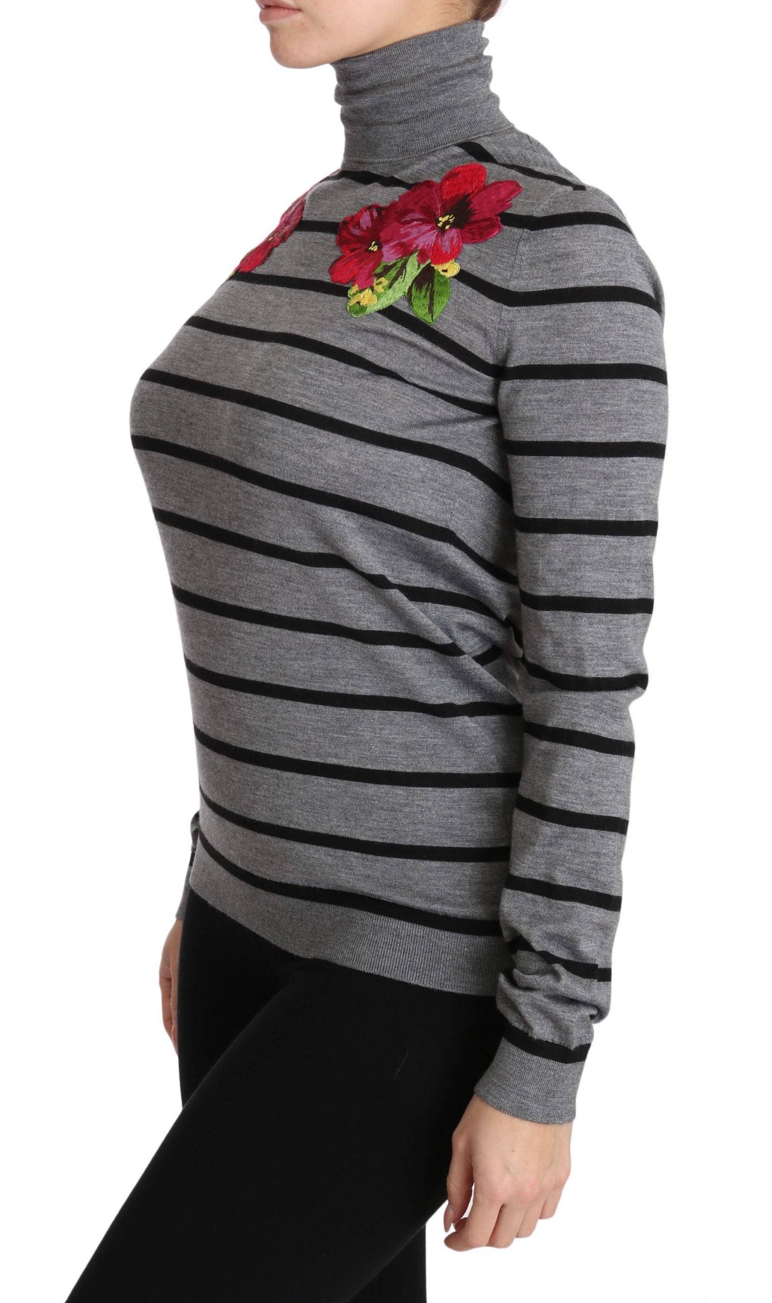 Dolce & Gabbana Gray Cashmere Silk Turtleneck Sweater | Regal Royce