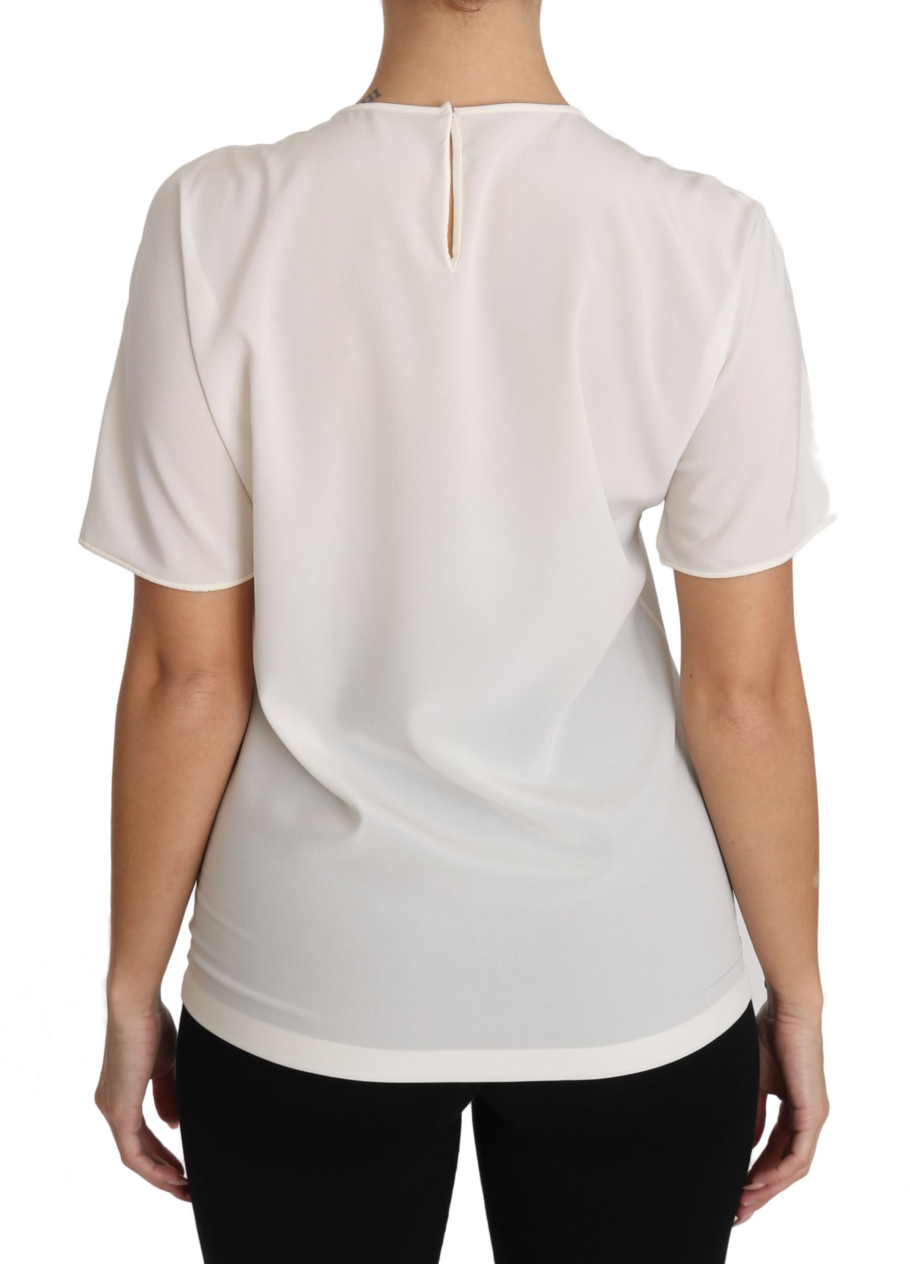 Dolce & Gabbana White Silk Stretch #dgfamily T-shirt | Regal Royce