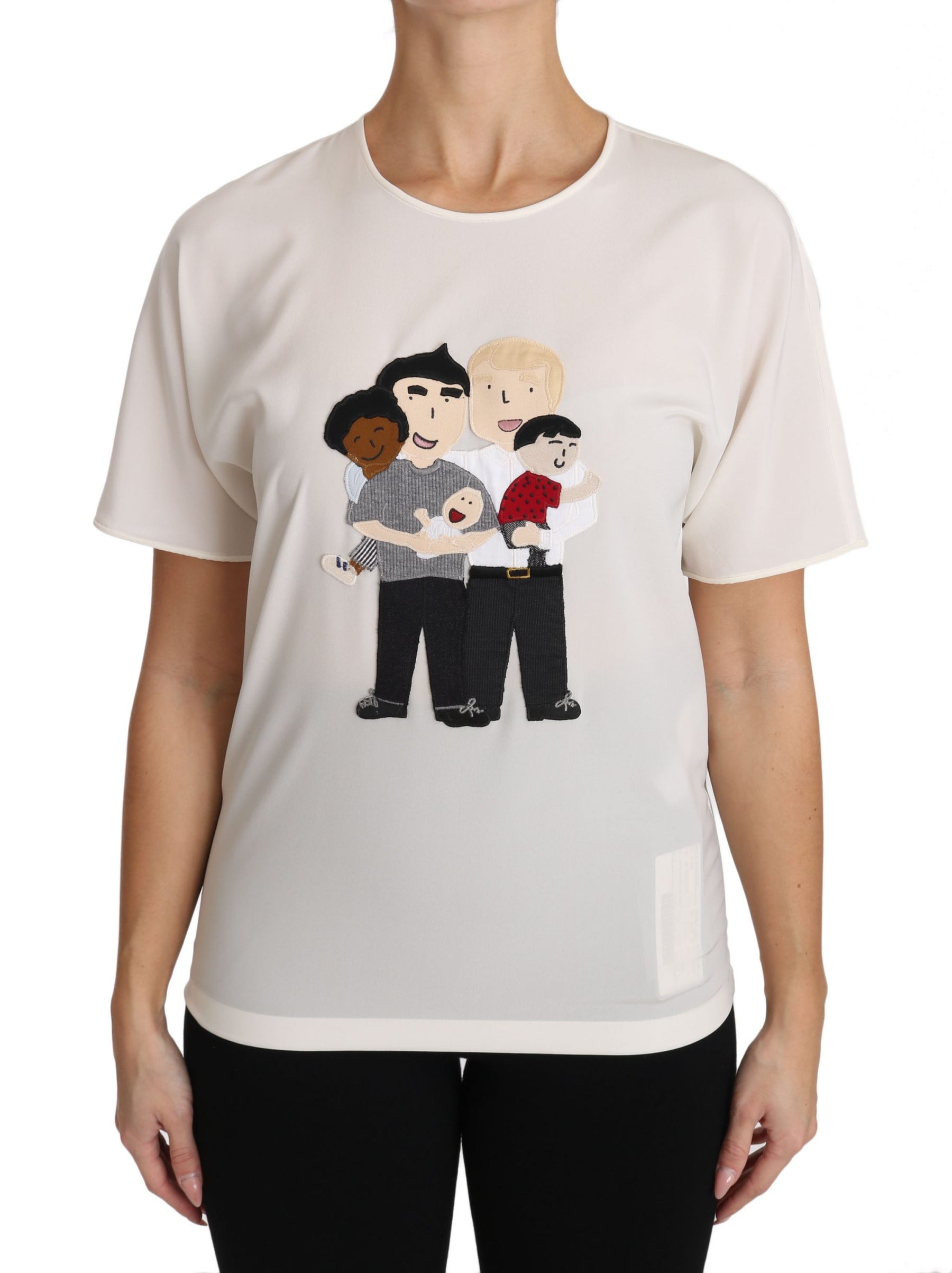 Dolce & Gabbana White Silk Stretch #dgfamily T-shirt | Regal Royce