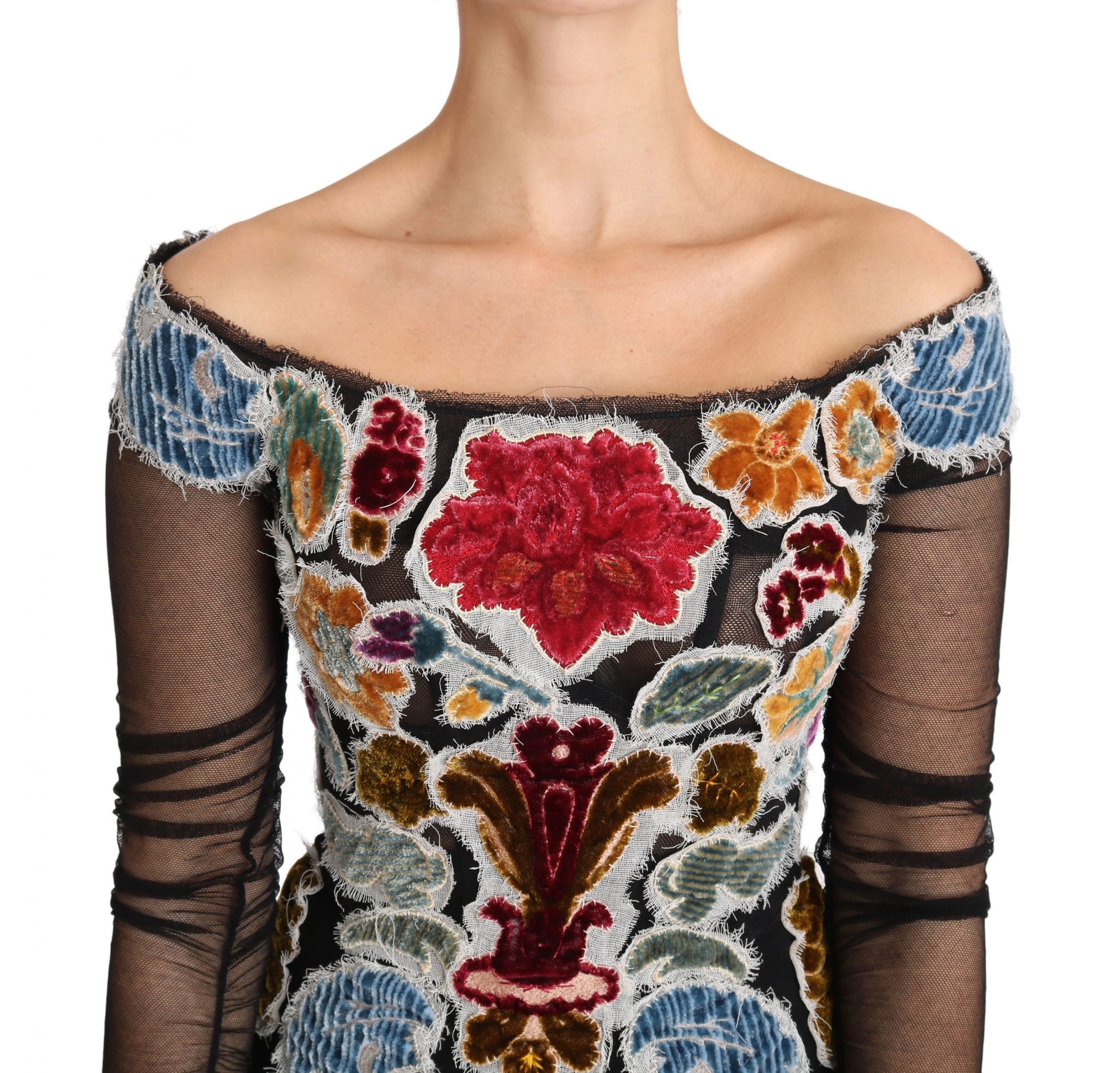 Dolce & Gabbana Black Floral Ricamo Top T-shirt Blouse | Regal Royce