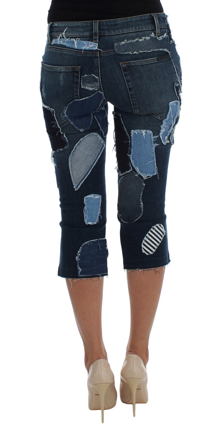 Dolce & Gabbana Stretch Blue Patchwork Jeans Shorts | Regal Royce