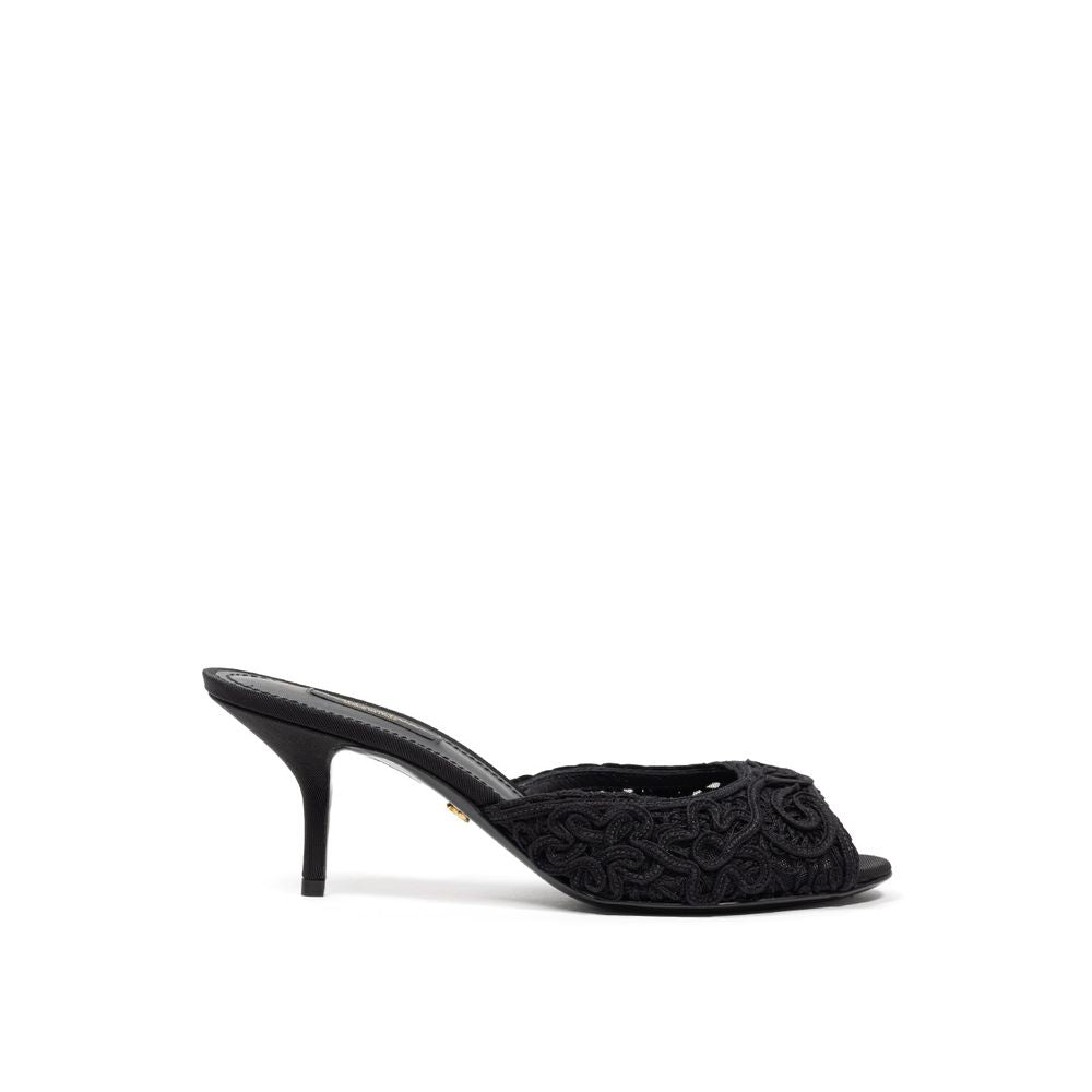 Dolce & Gabbana Black Cotton Mules | Regal Royce