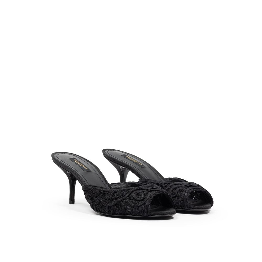 Dolce & Gabbana Black Cotton Mules | Regal Royce