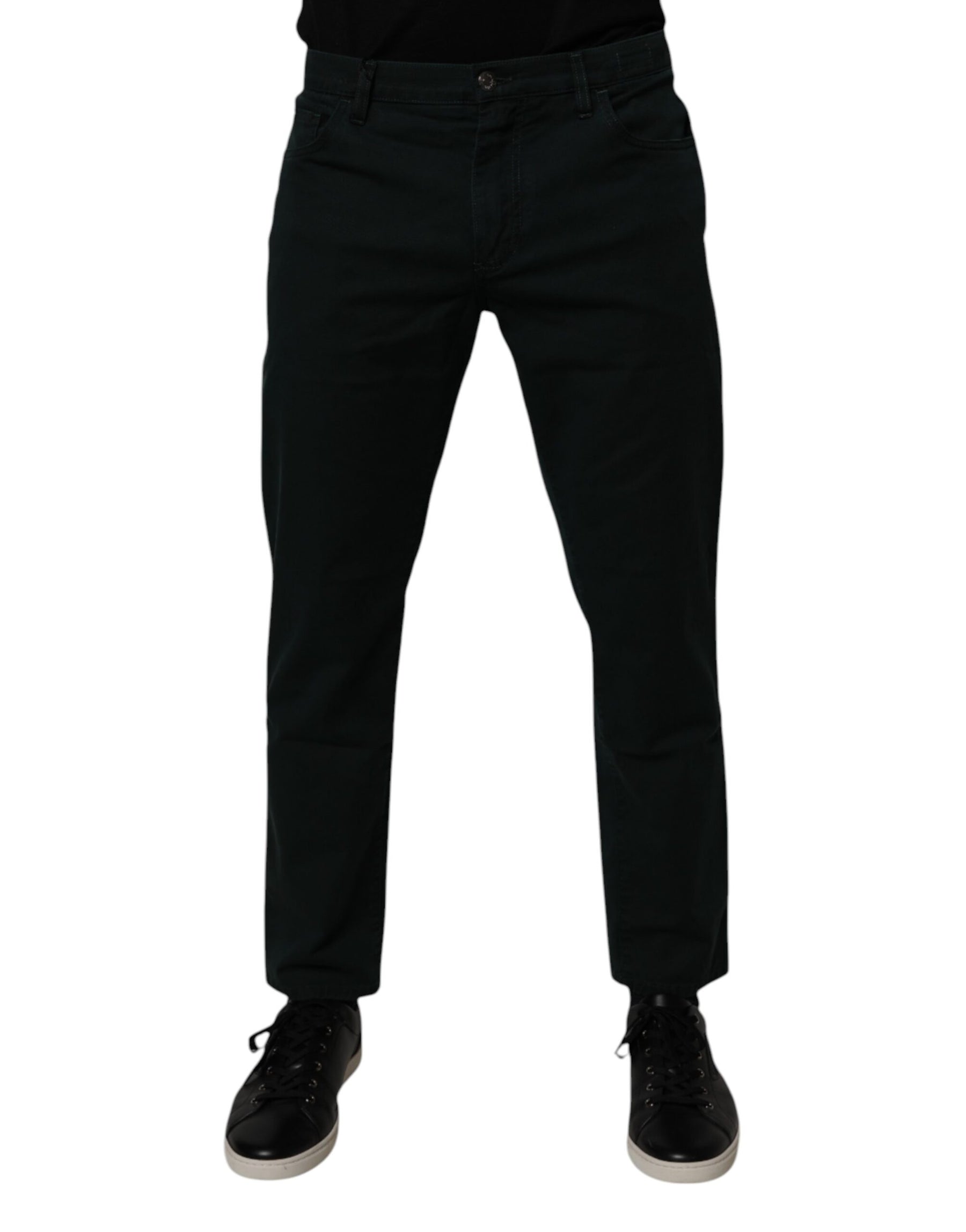 Dolce & Gabbana Dark Green Cotton Loose Men Denim Jeans | Regal Royce
