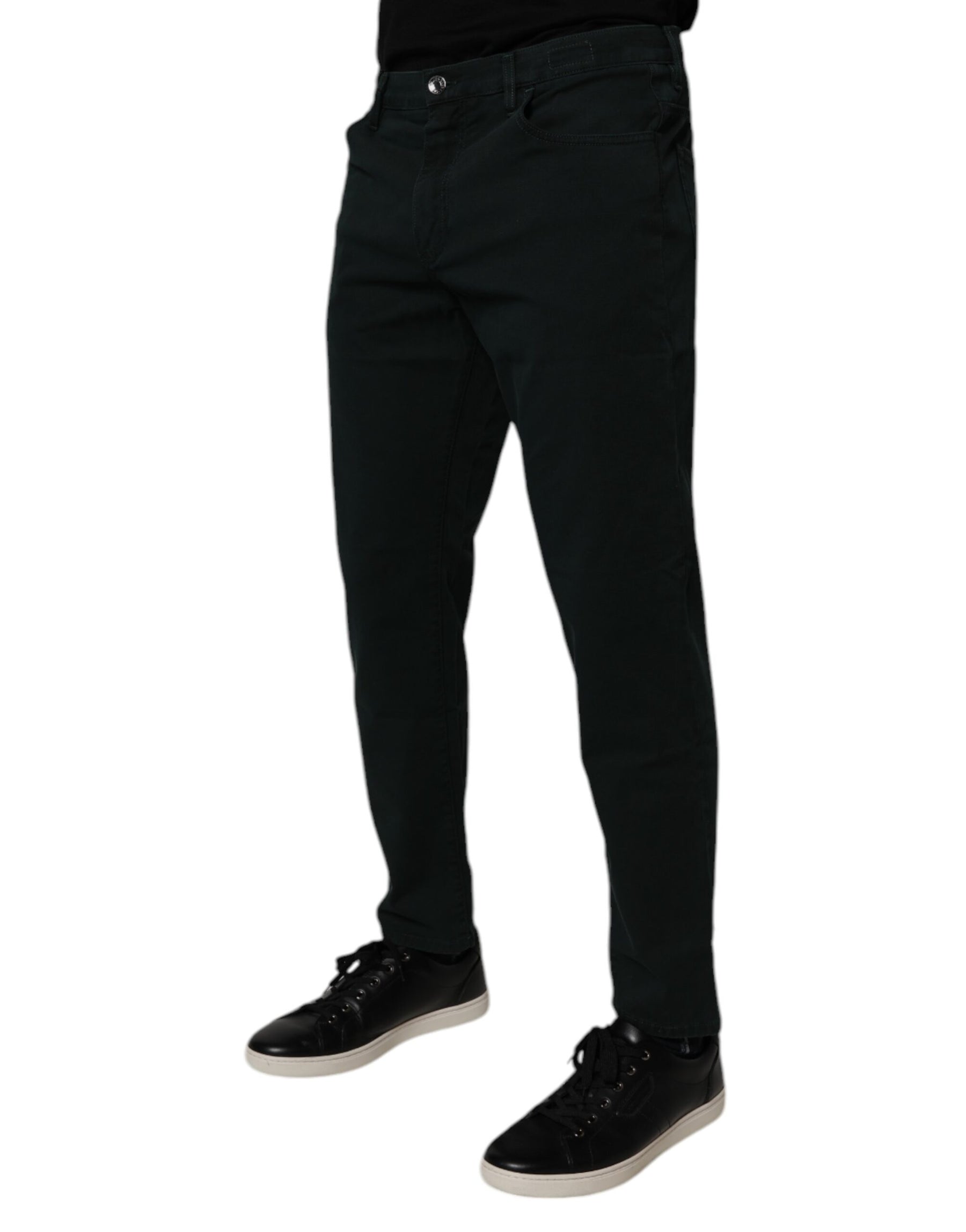 Dolce & Gabbana Dark Green Cotton Loose Men Denim Jeans | Regal Royce