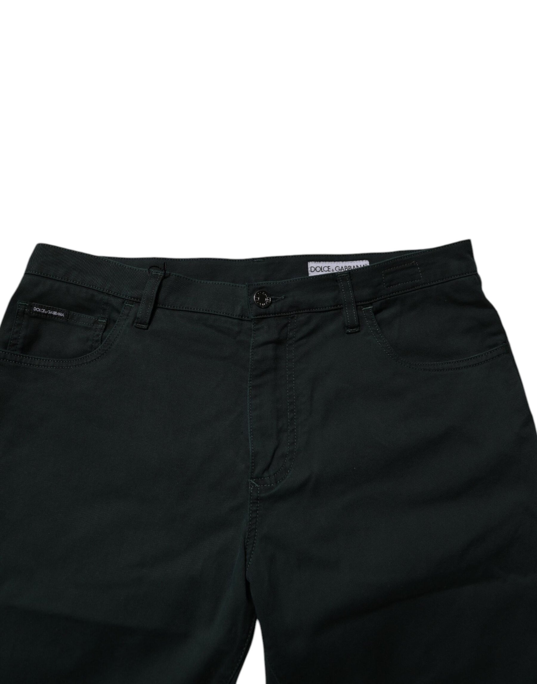 Dolce & Gabbana Dark Green Cotton Loose Men Denim Jeans | Regal Royce