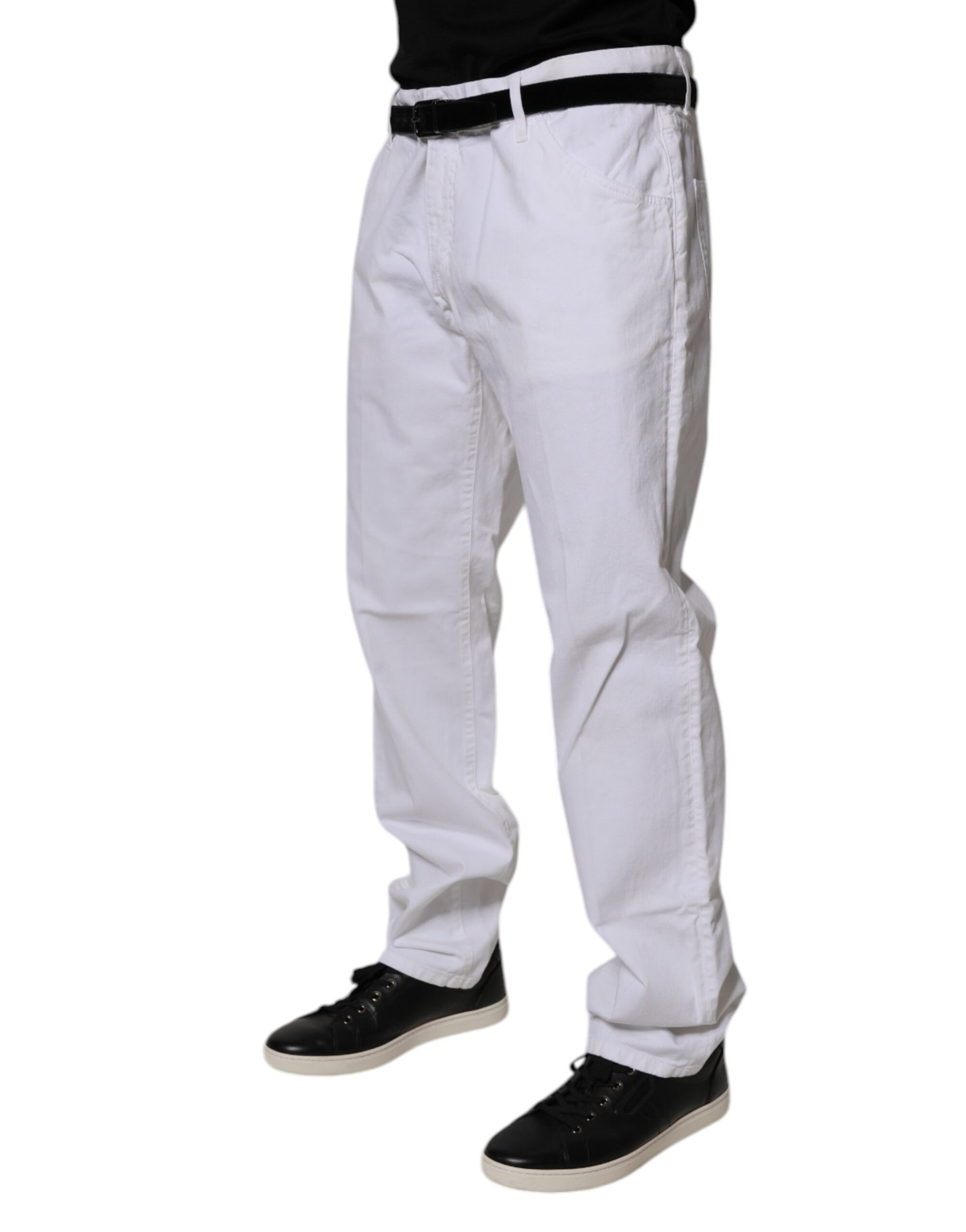 Dolce & Gabbana White Cotton Straight Men Denim Jeans | Regal Royce