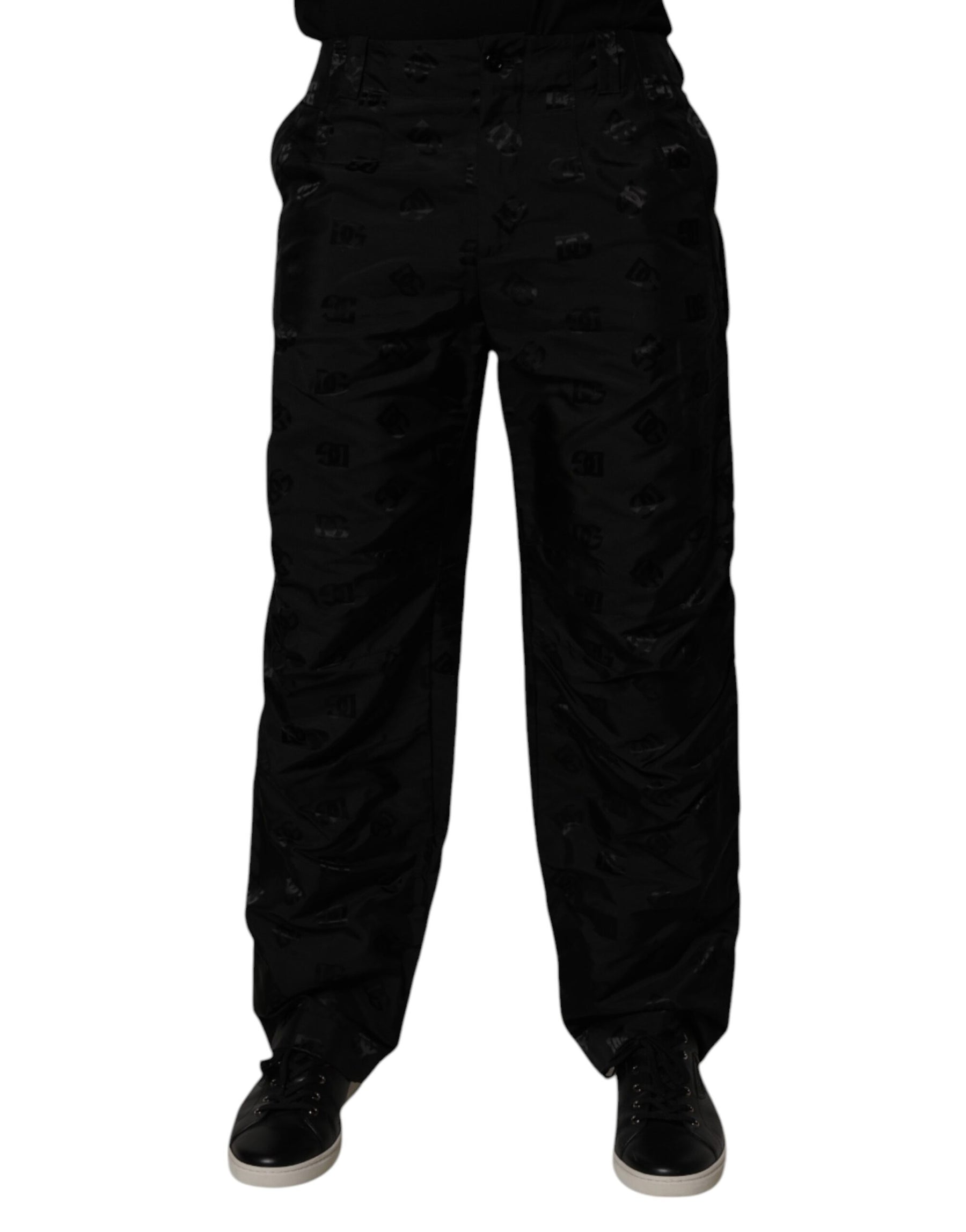 Dolce & Gabbana Black Logo Monogram Straight Pants | Regal Royce