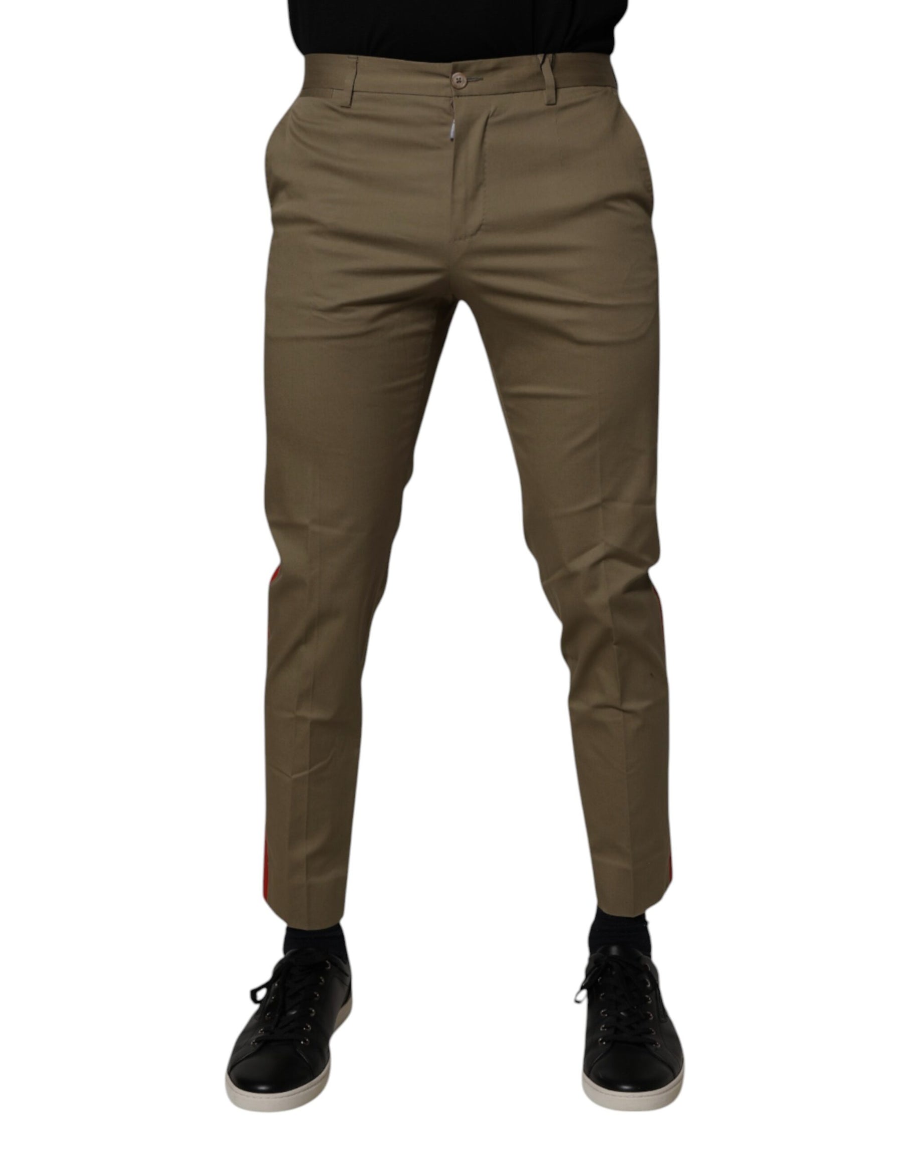 Dolce & Gabbana Dark Khaki Cotton Tapered Pants | Regal Royce