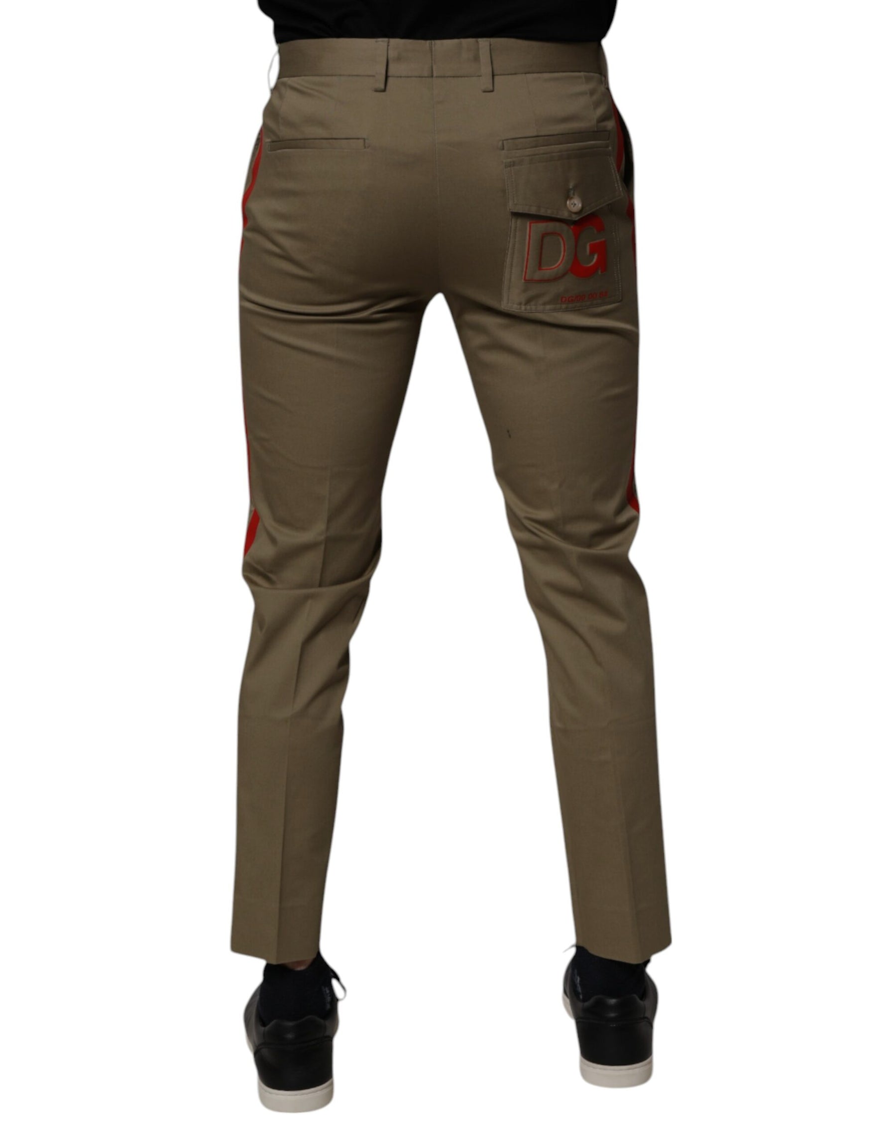 Dolce & Gabbana Dark Khaki Cotton Tapered Pants | Regal Royce