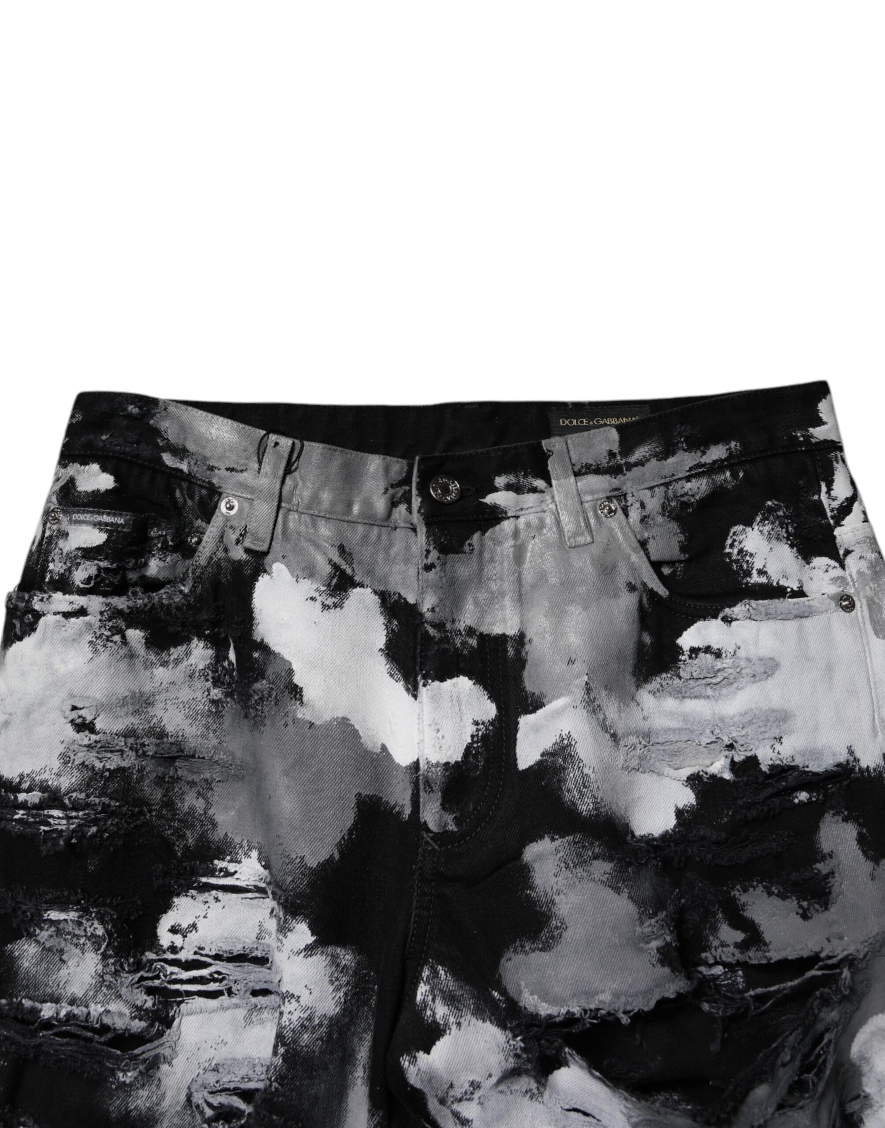 Dolce & Gabbana Multicolor Camouflage Tattered Skinny Denim Jeans | Regal Royce
