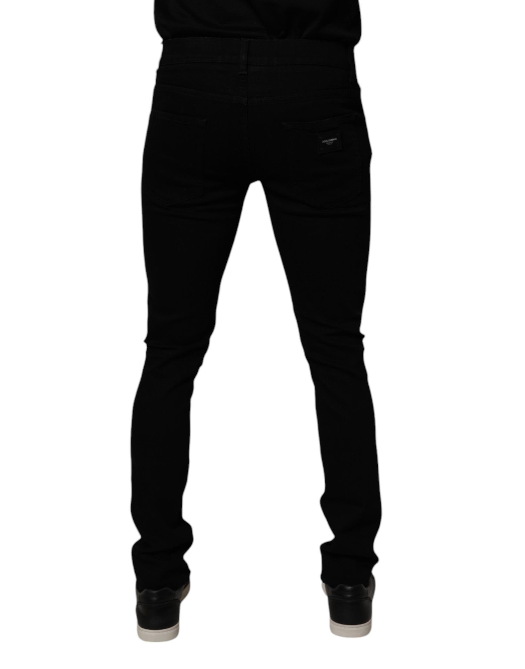 Dolce & Gabbana Black Cotton Stretch Skinny Men Denim Jeans | Regal Royce