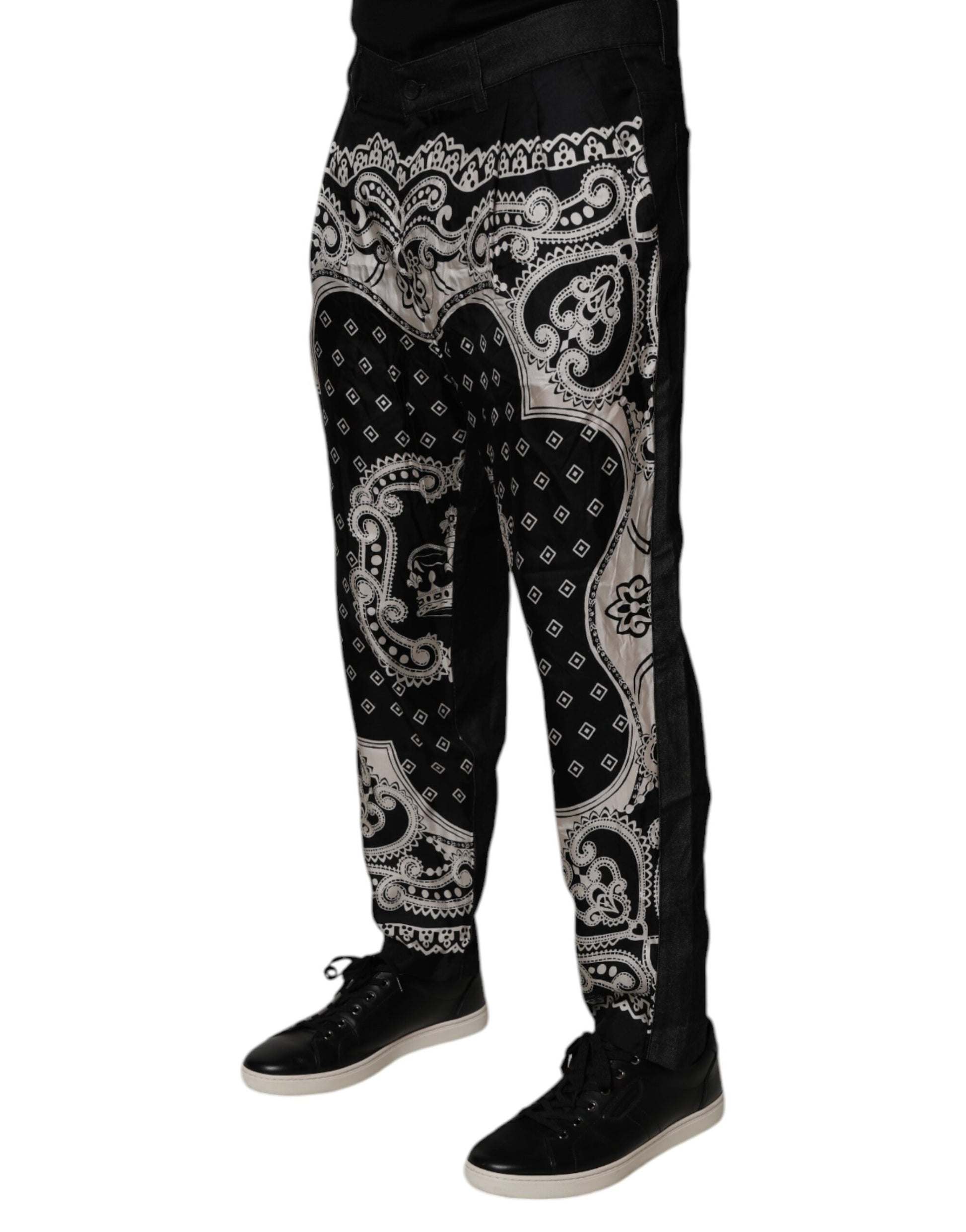 Dolce & Gabbana Black Bandana Cotton Skinny Denim Jeans