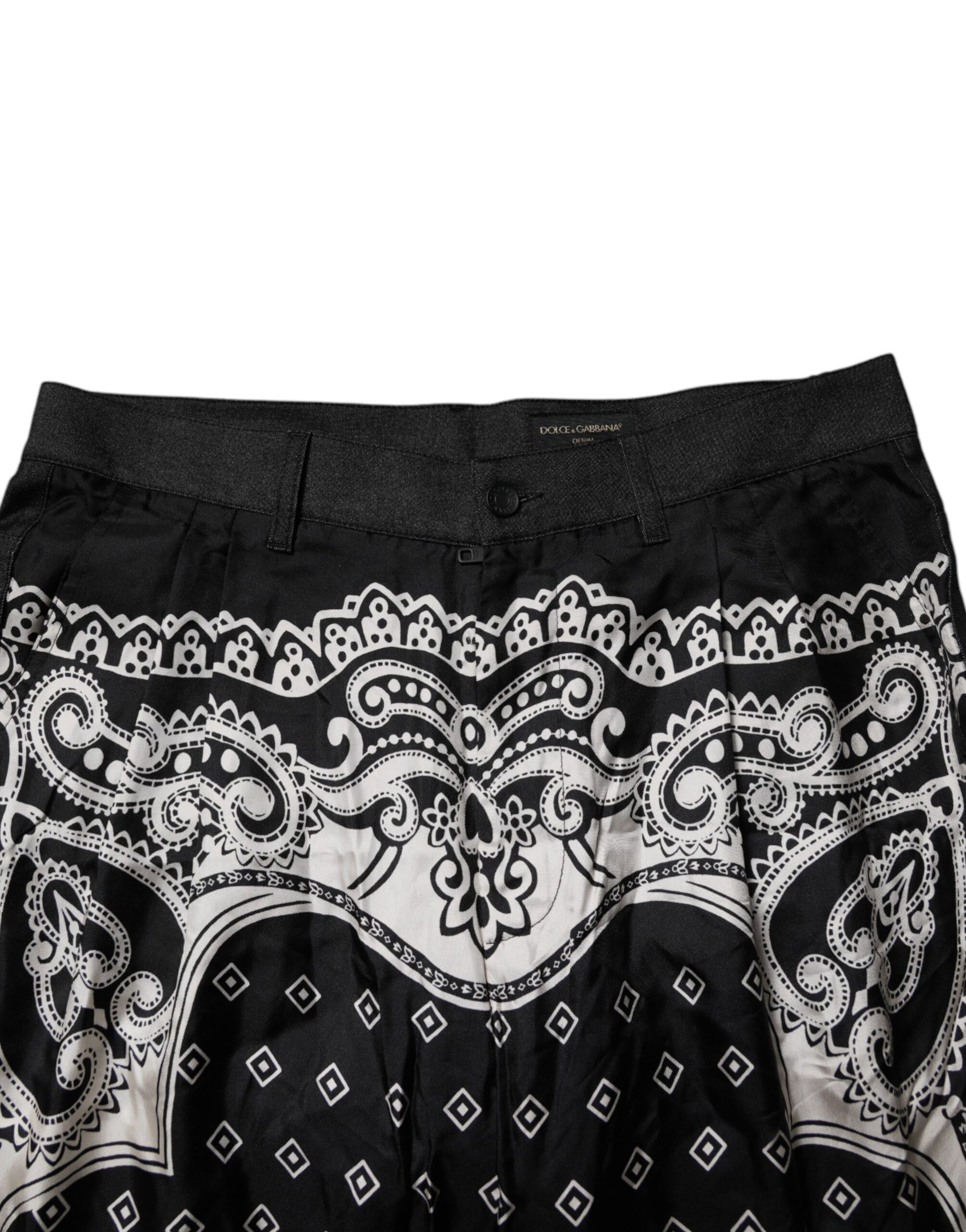 Dolce & Gabbana Black Bandana Cotton Skinny Denim Jeans