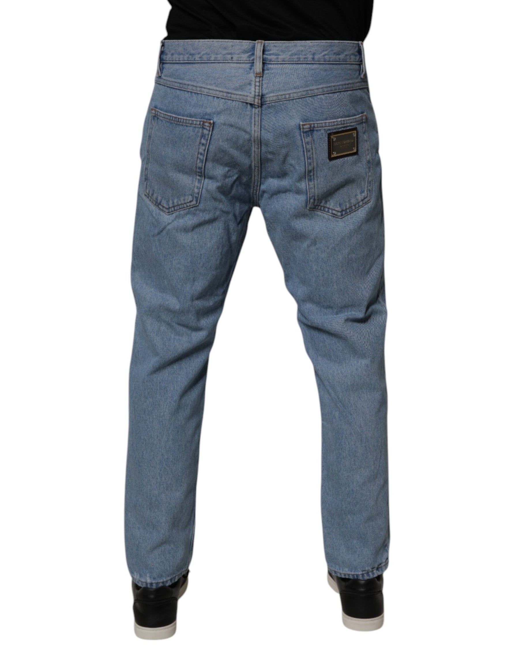 Dolce & Gabbana Blue Cotton Skinny Men Denim Mid Waist Jeans | Regal Royce