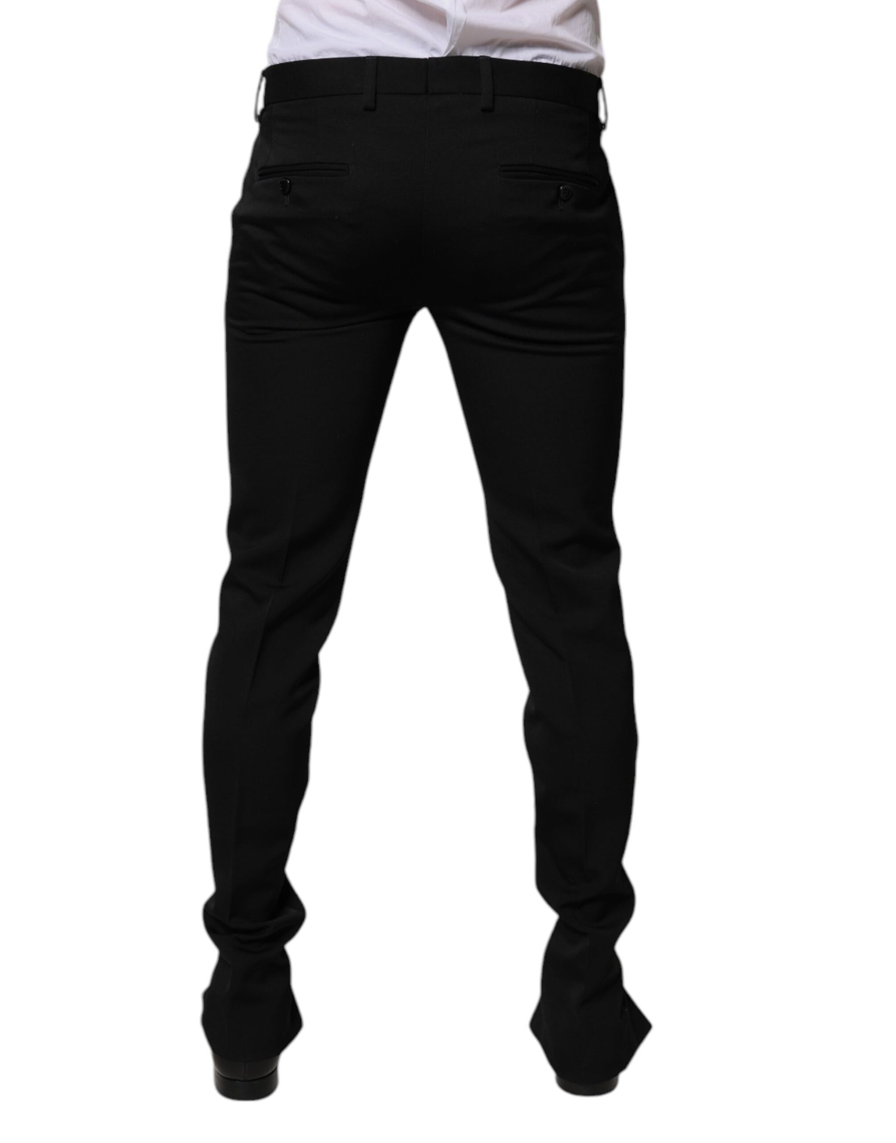 Dolce & Gabbana Black Wool Tapered Formal Dress Pants | Regal Royce