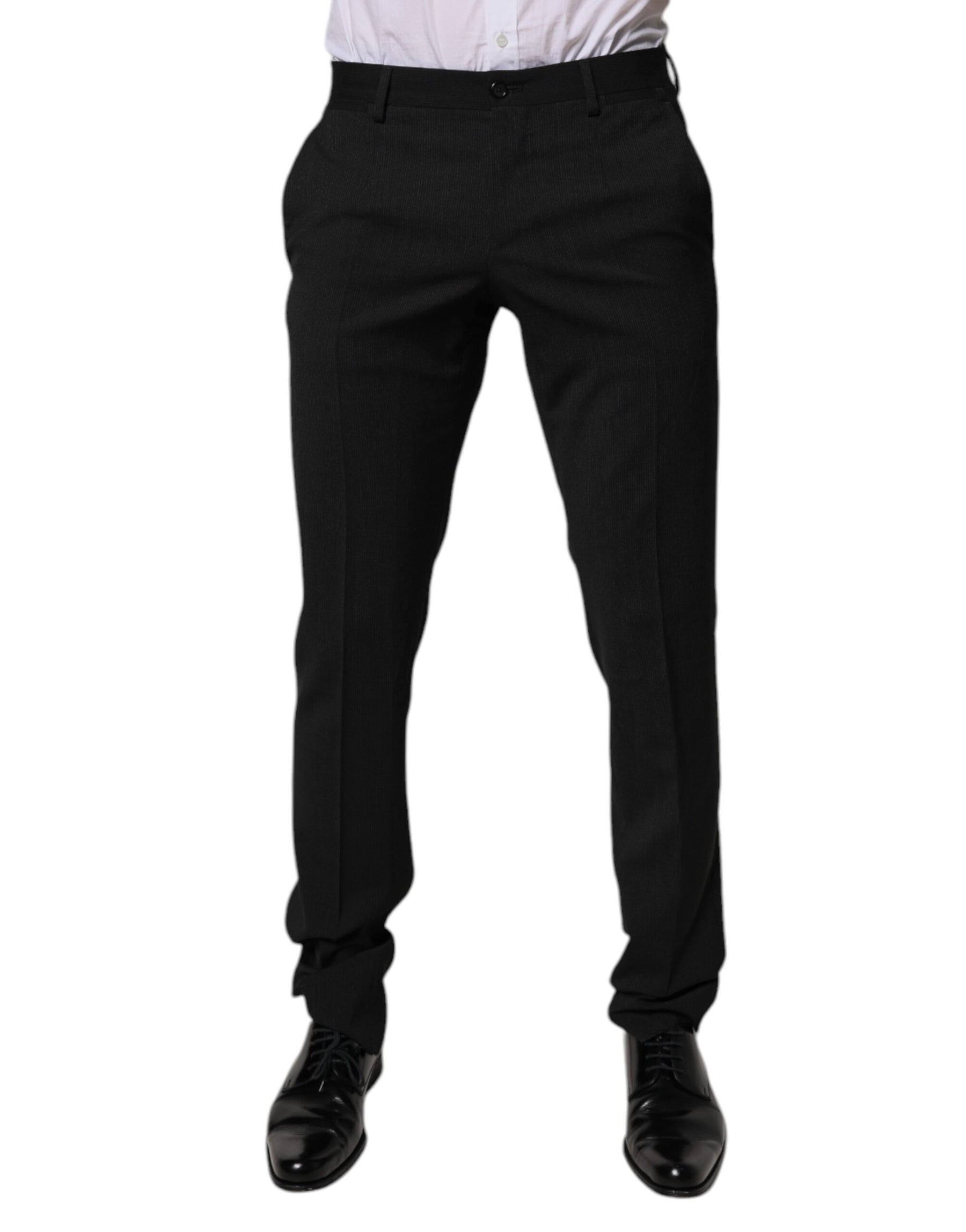 Dolce & Gabbana Black Polyester Tapered Formal Men Dress Pants | Regal Royce