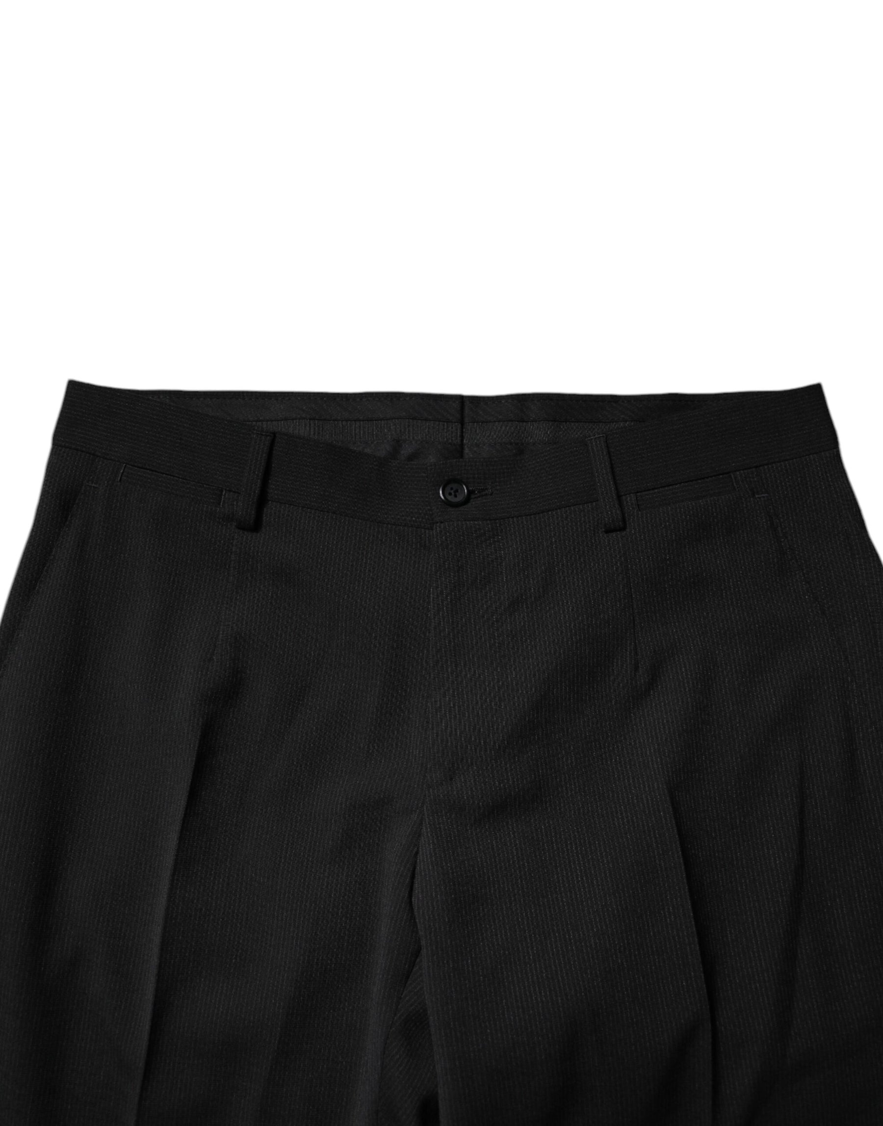 Dolce & Gabbana Black Polyester Tapered Formal Men Dress Pants | Regal Royce