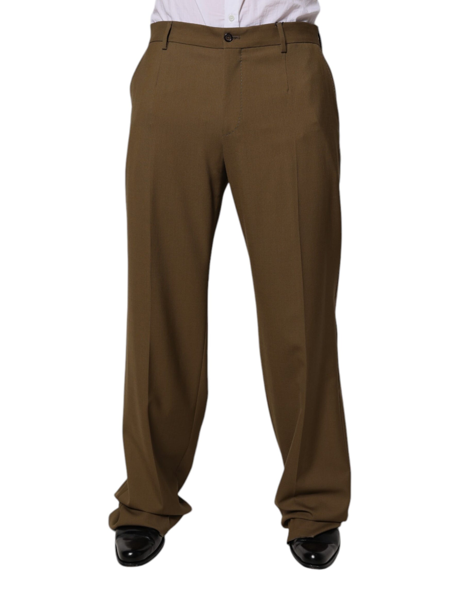 Dolce & Gabbana Brown Wool Straight Formal Dress Pants | Regal Royce