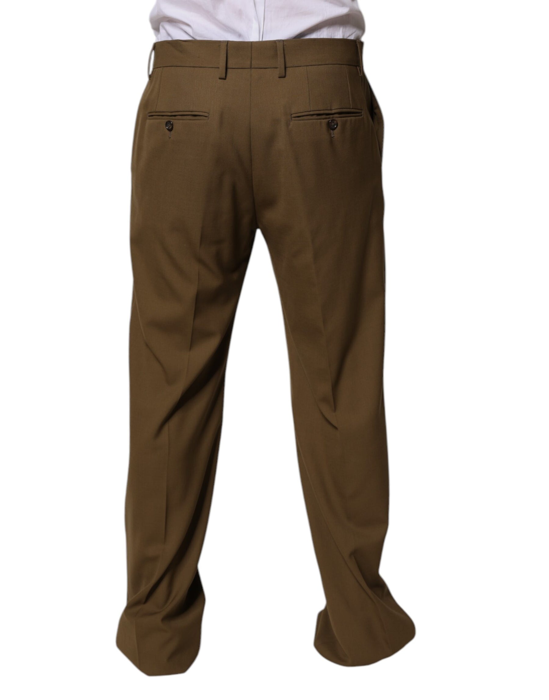 Dolce & Gabbana Brown Wool Straight Formal Dress Pants | Regal Royce