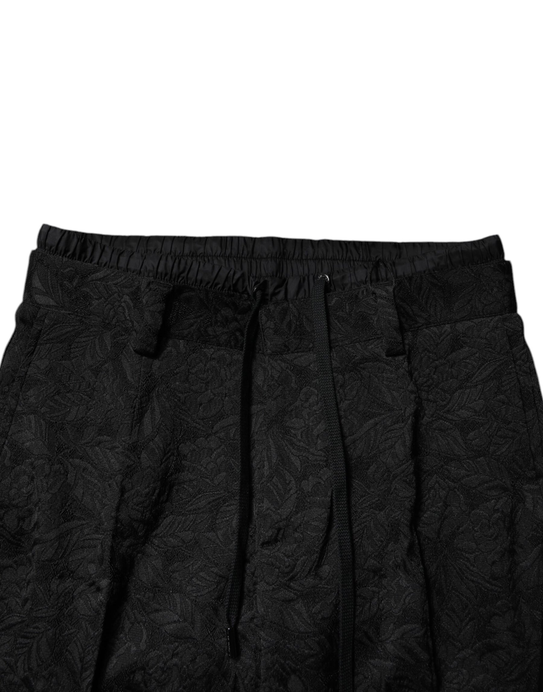 Dolce & Gabbana Black Brocade Polyester Skinny Dress Pants | Regal Royce
