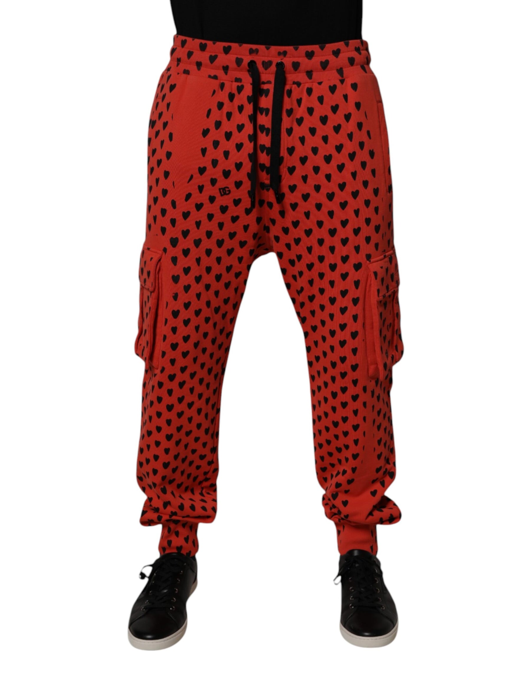 Dolce & Gabbana Red Hearts Cargo Jogger Men Sweatpants Pants | Regal Royce