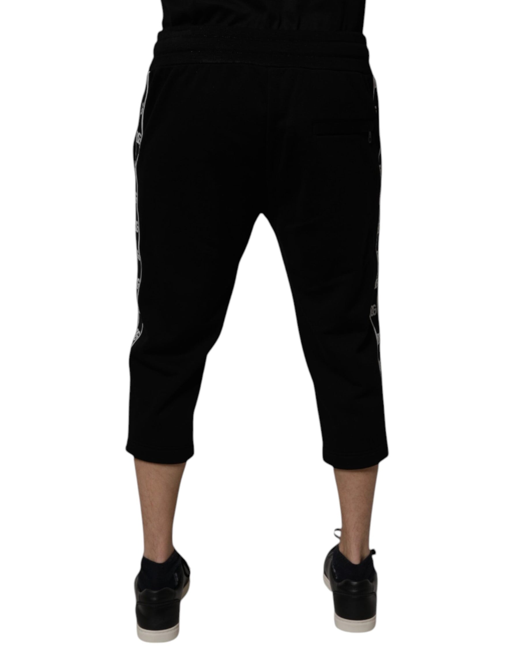 Dolce & Gabbana Black Cotton Blend Cropped Sweatpants Pants | Regal Royce