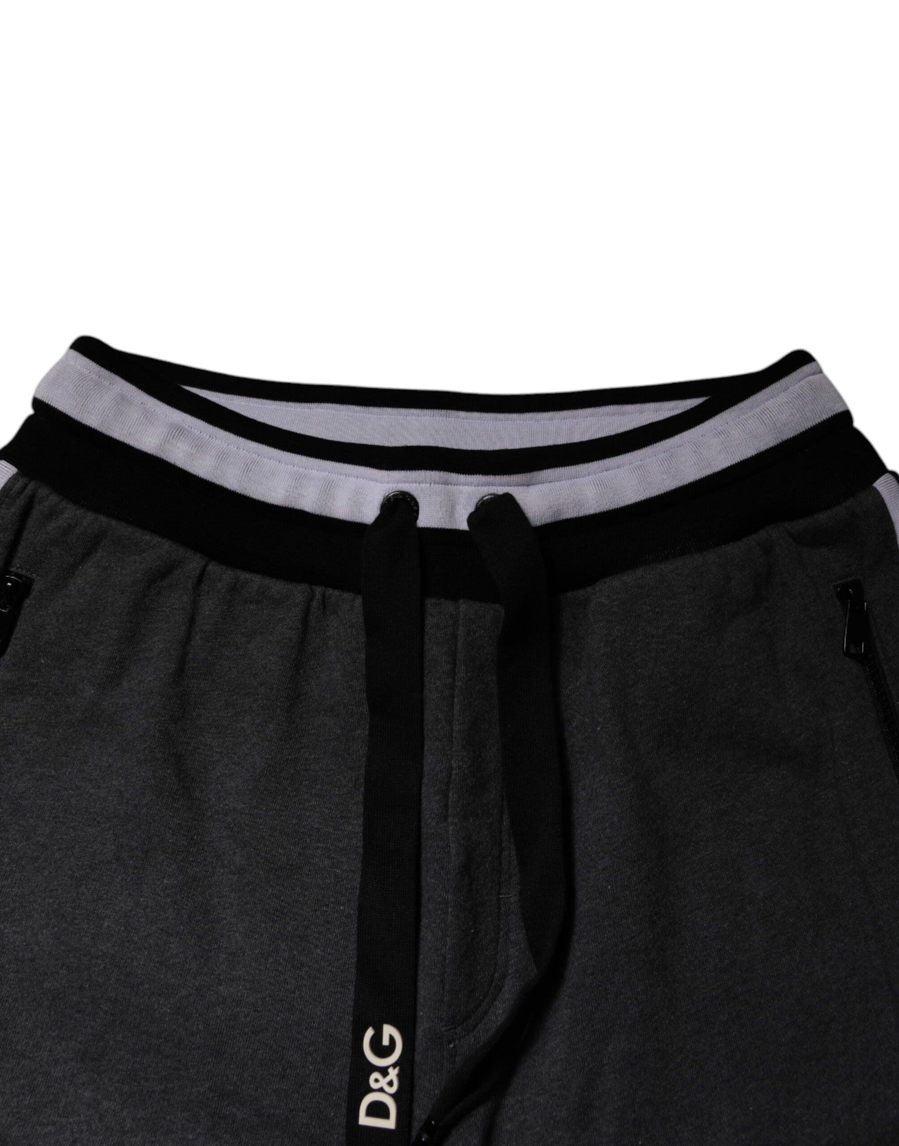 Dolce & Gabbana Black Gray Cotton Layered Men Sweatpants Pants | Regal Royce