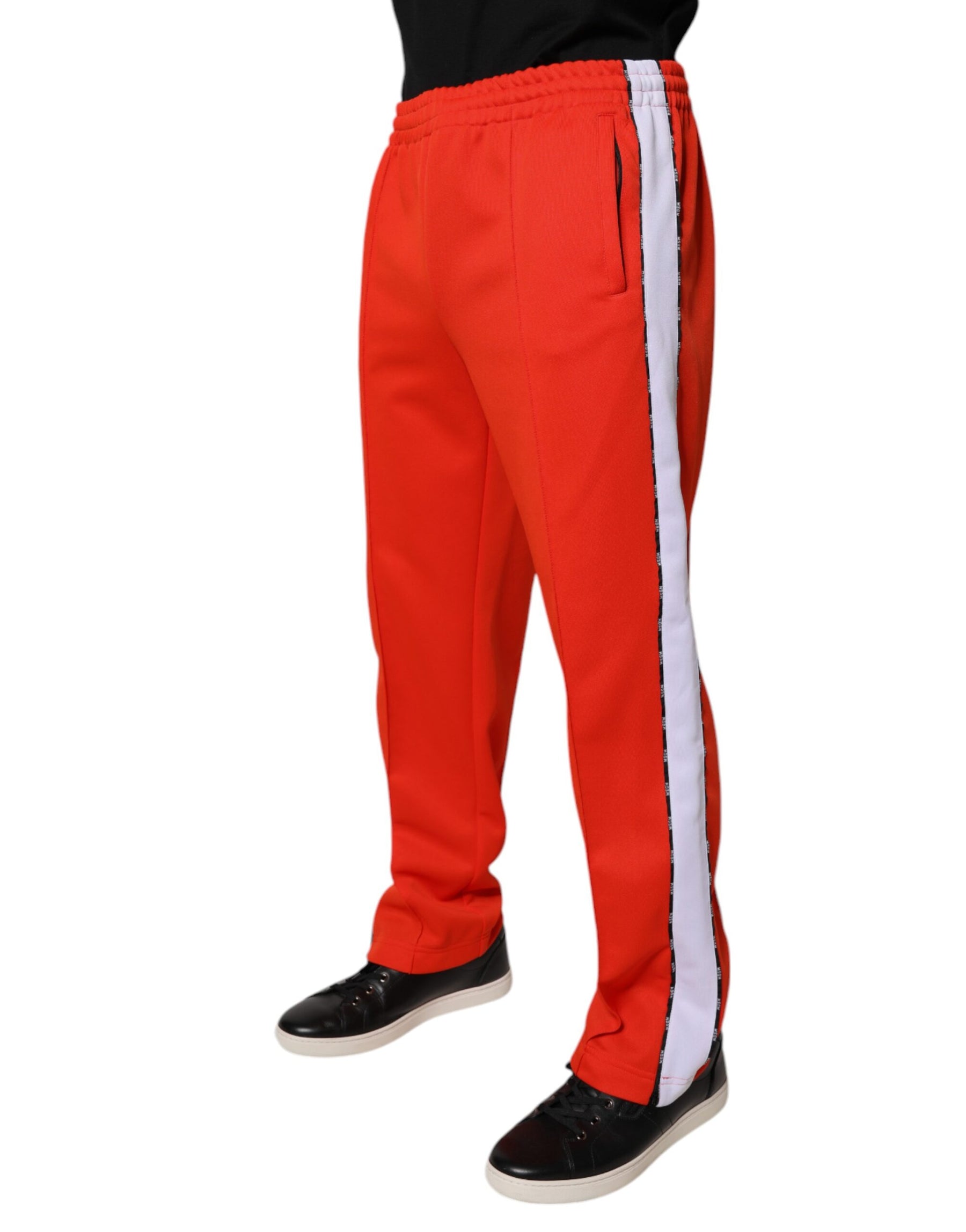 MSGM Red White Mid Waist Men Jogger Sweatpants Pants | Regal Royce