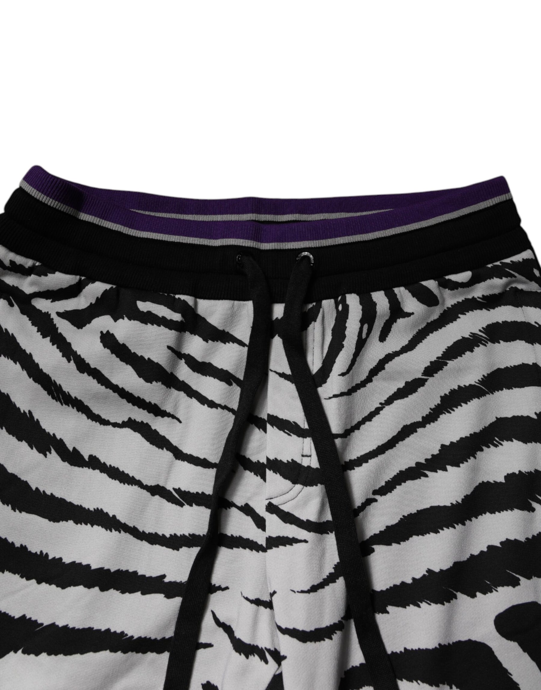 Dolce & Gabbana Black White Zebra Men Jogger Sweatpants Pants | Regal Royce