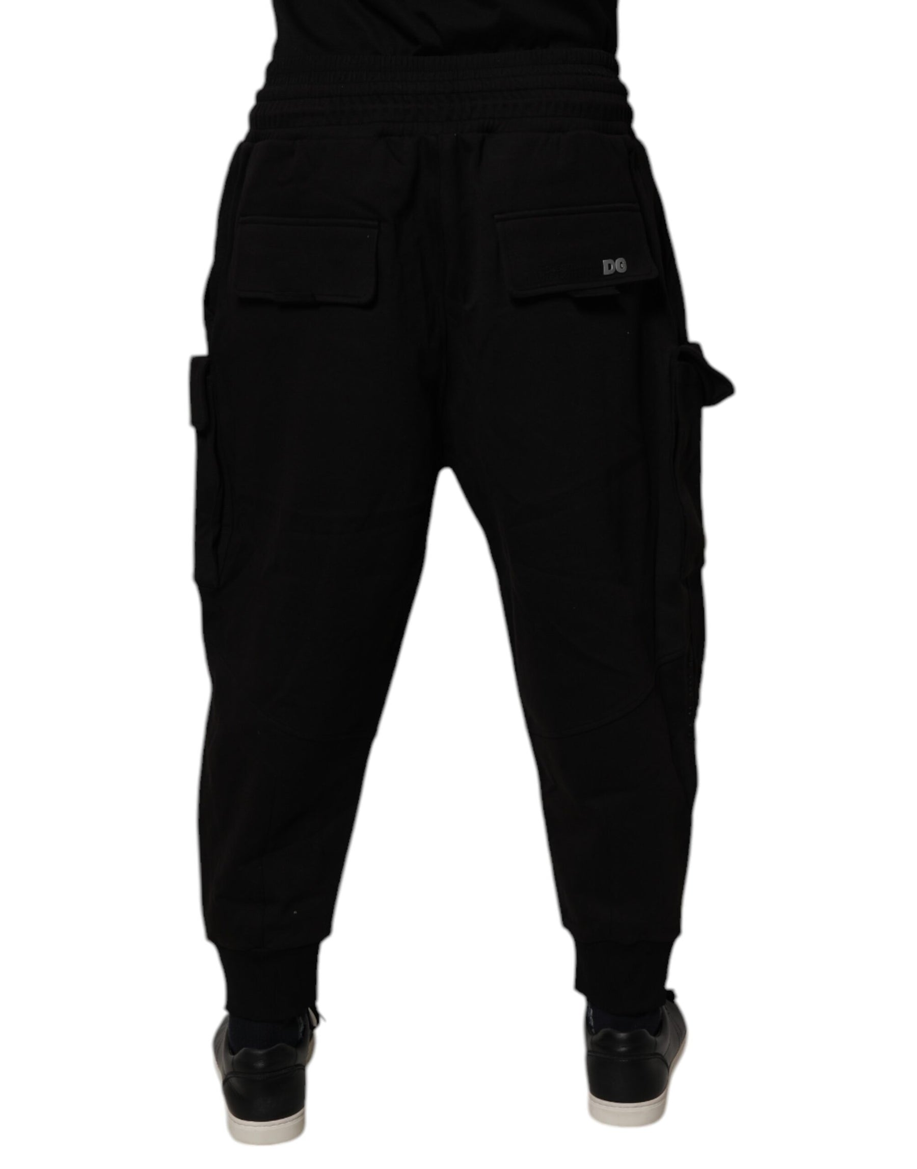 Dolce & Gabbana Black Cotton Men Cargo Jogger Sweatpants Pants | Regal Royce