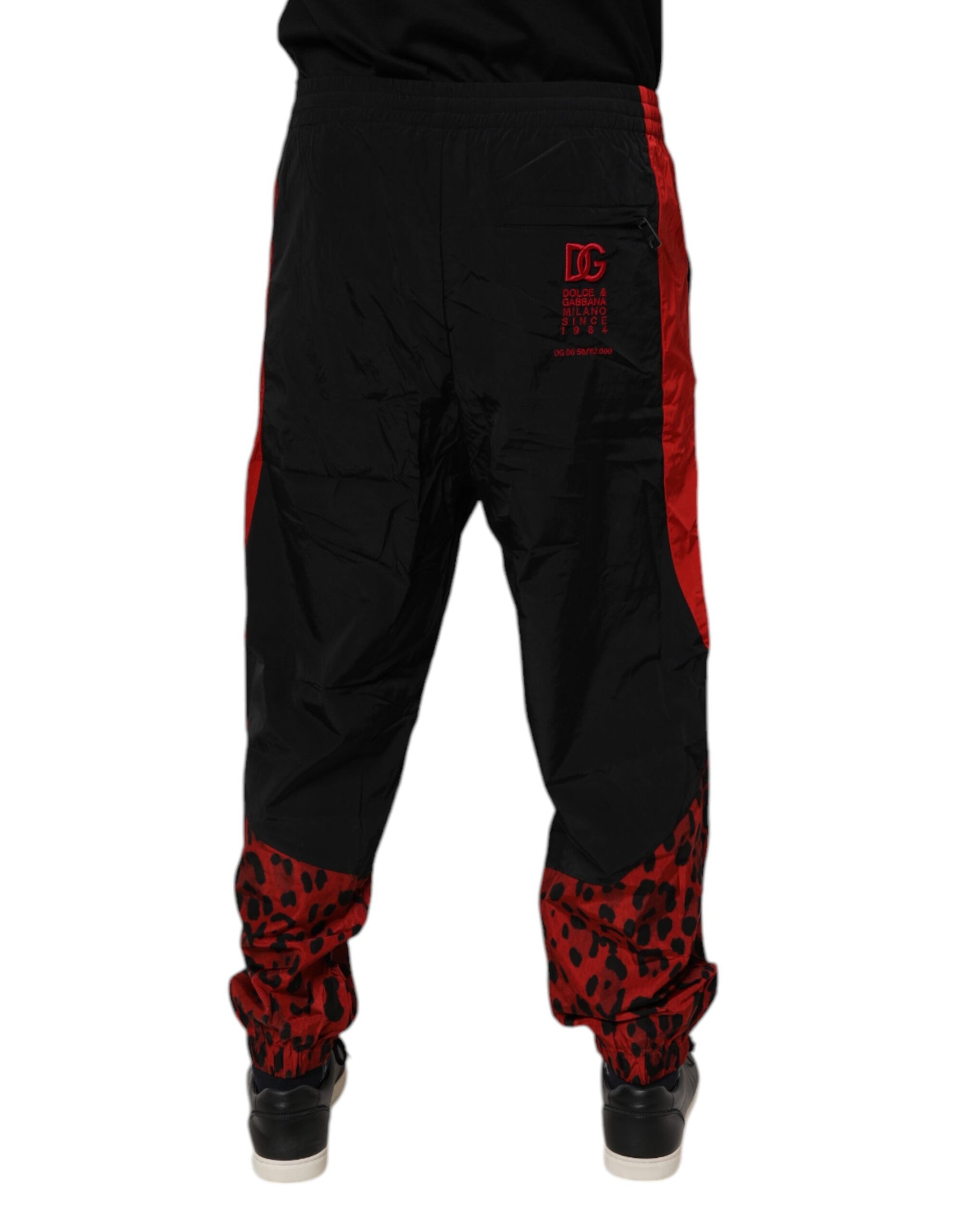 Dolce & Gabbana Black Red Leopard Jogger Sweatpants Pants | Regal Royce