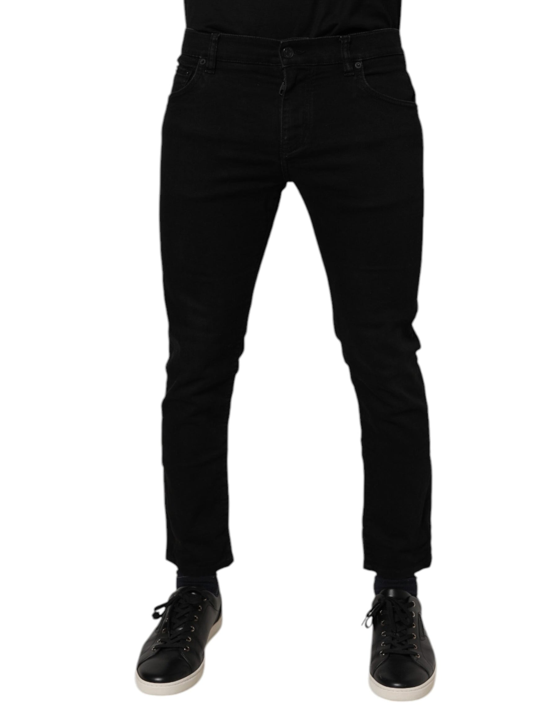 Dolce & Gabbana Black Cotton Stretch Skinny Men Denim Jeans | Regal Royce