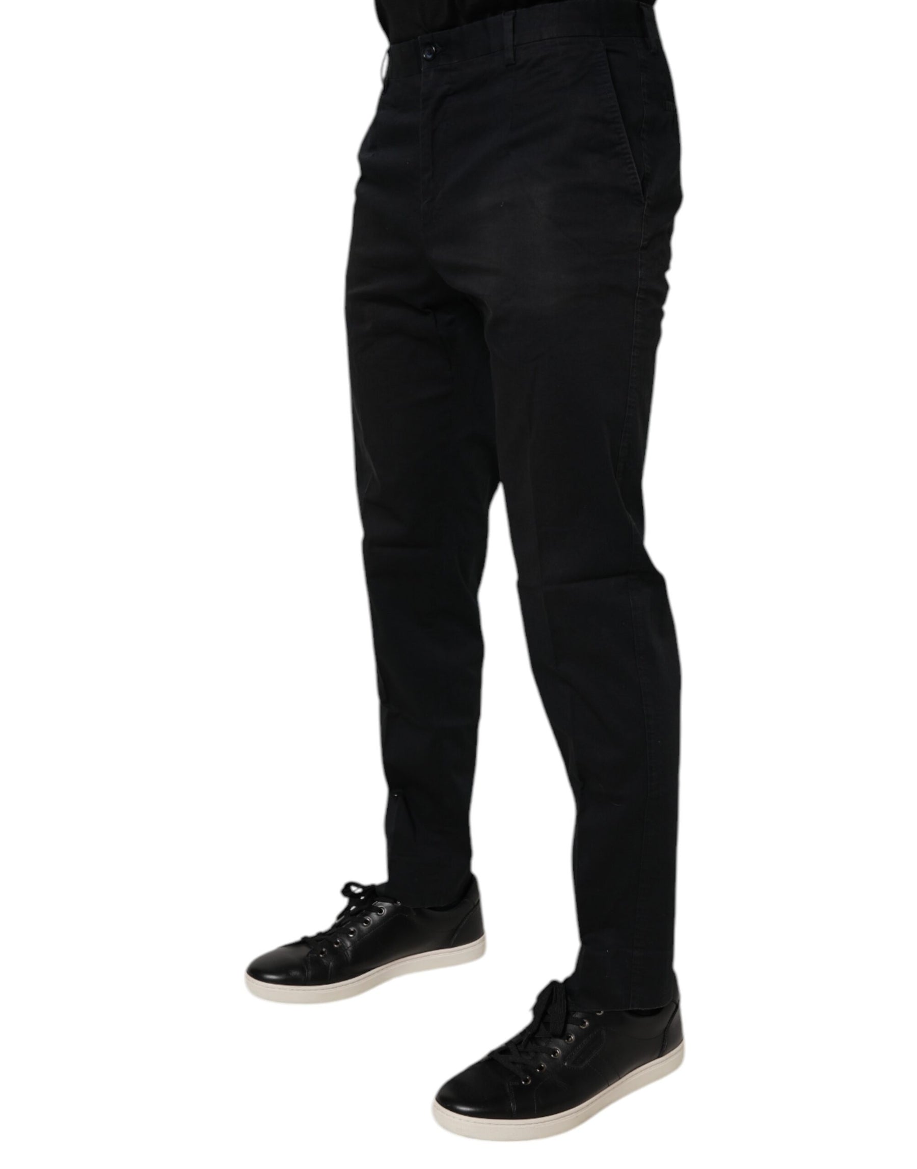 Dolce & Gabbana Black Cotton Stretch Skinny Dress Formal Pants | Regal Royce