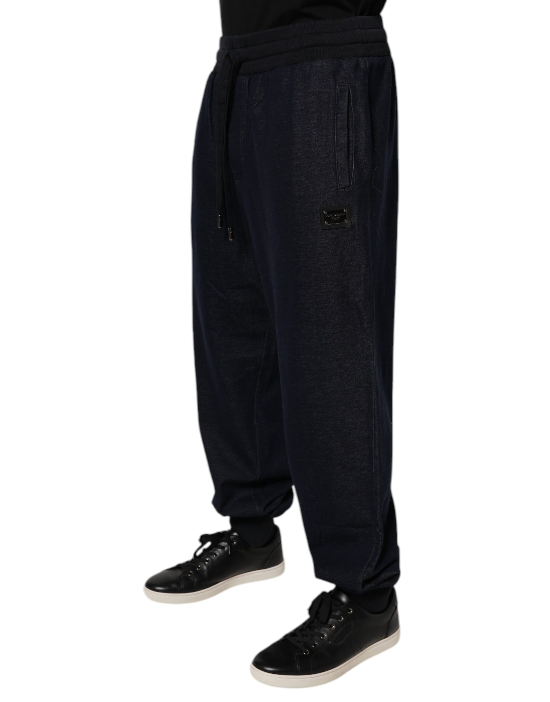 Dolce & Gabbana Black Jacquard Cotton Jogger Sweatpants Pants | Regal Royce