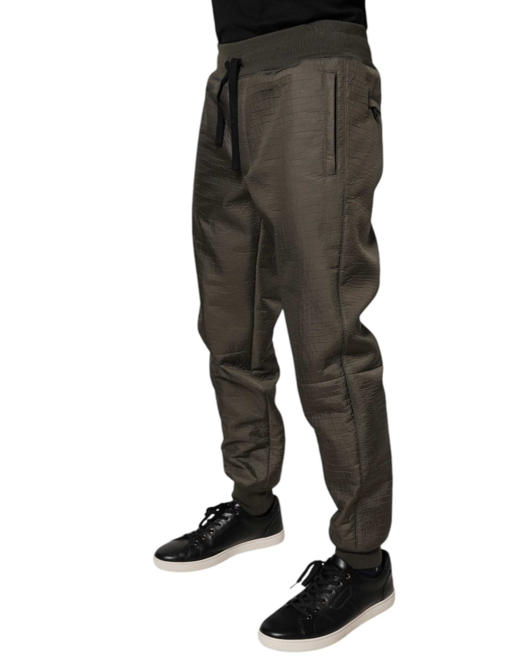 Dolce & Gabbana Brown Lambskin Leather Men Sweatpants Pants | Regal Royce