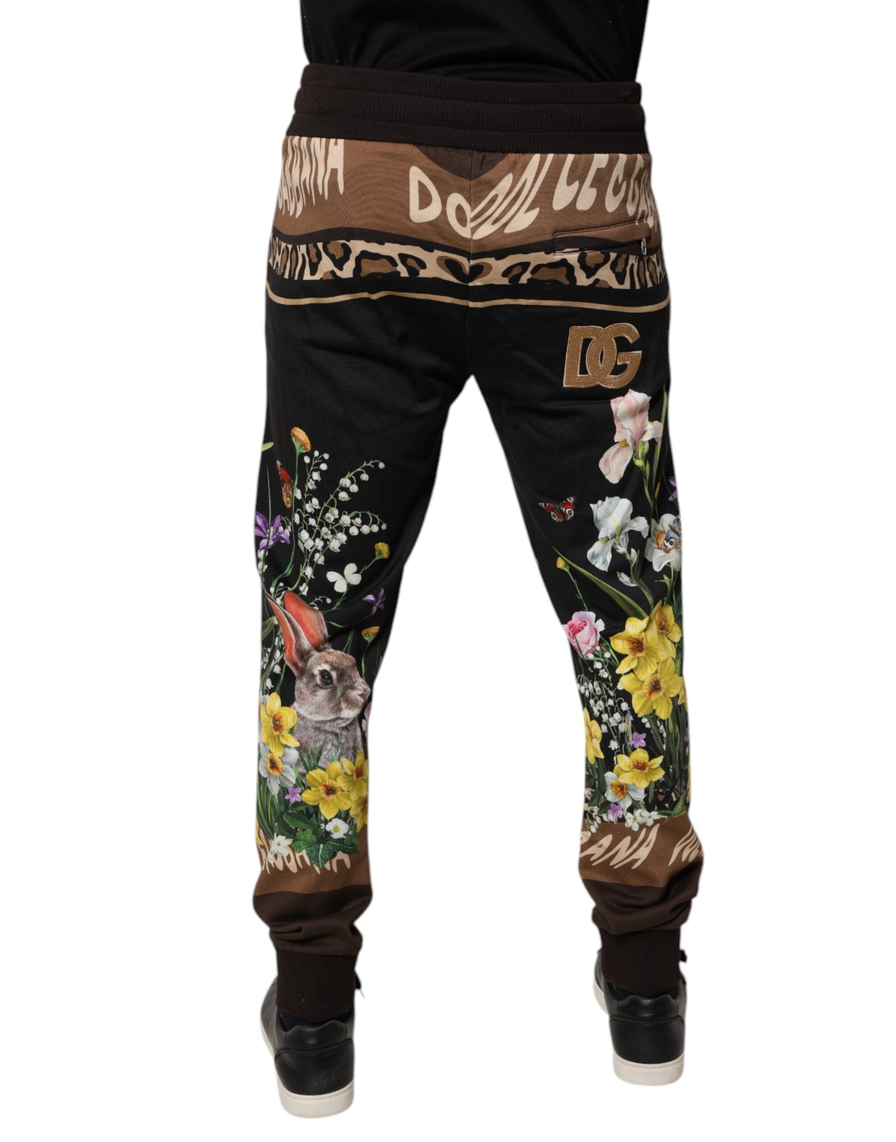 Dolce & Gabbana Black Floral Cotton Jogger Sweatpants Pants | Regal Royce