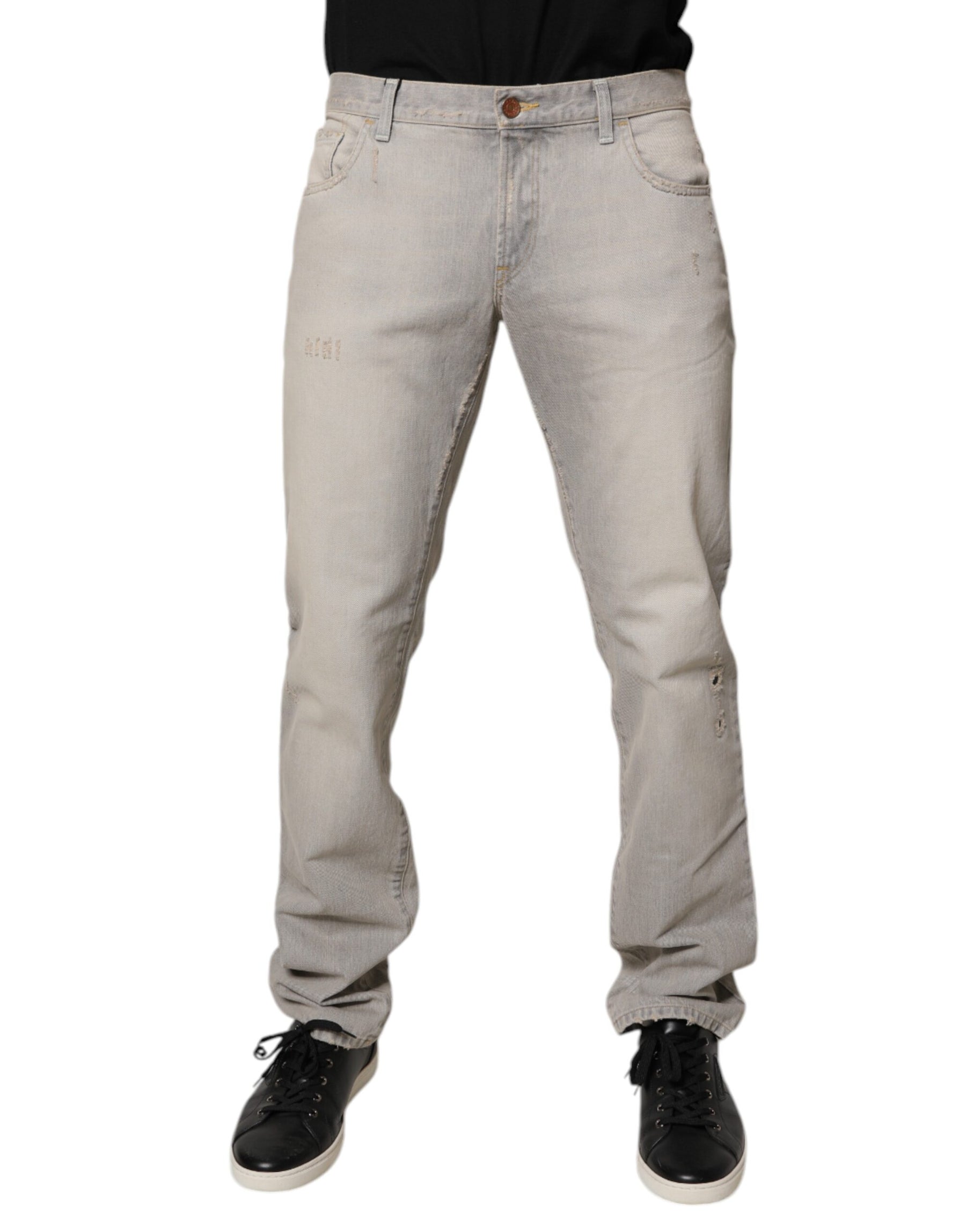 Dolce & Gabbana Light Gray Cotton Skinny Denim Jeans | Regal Royce